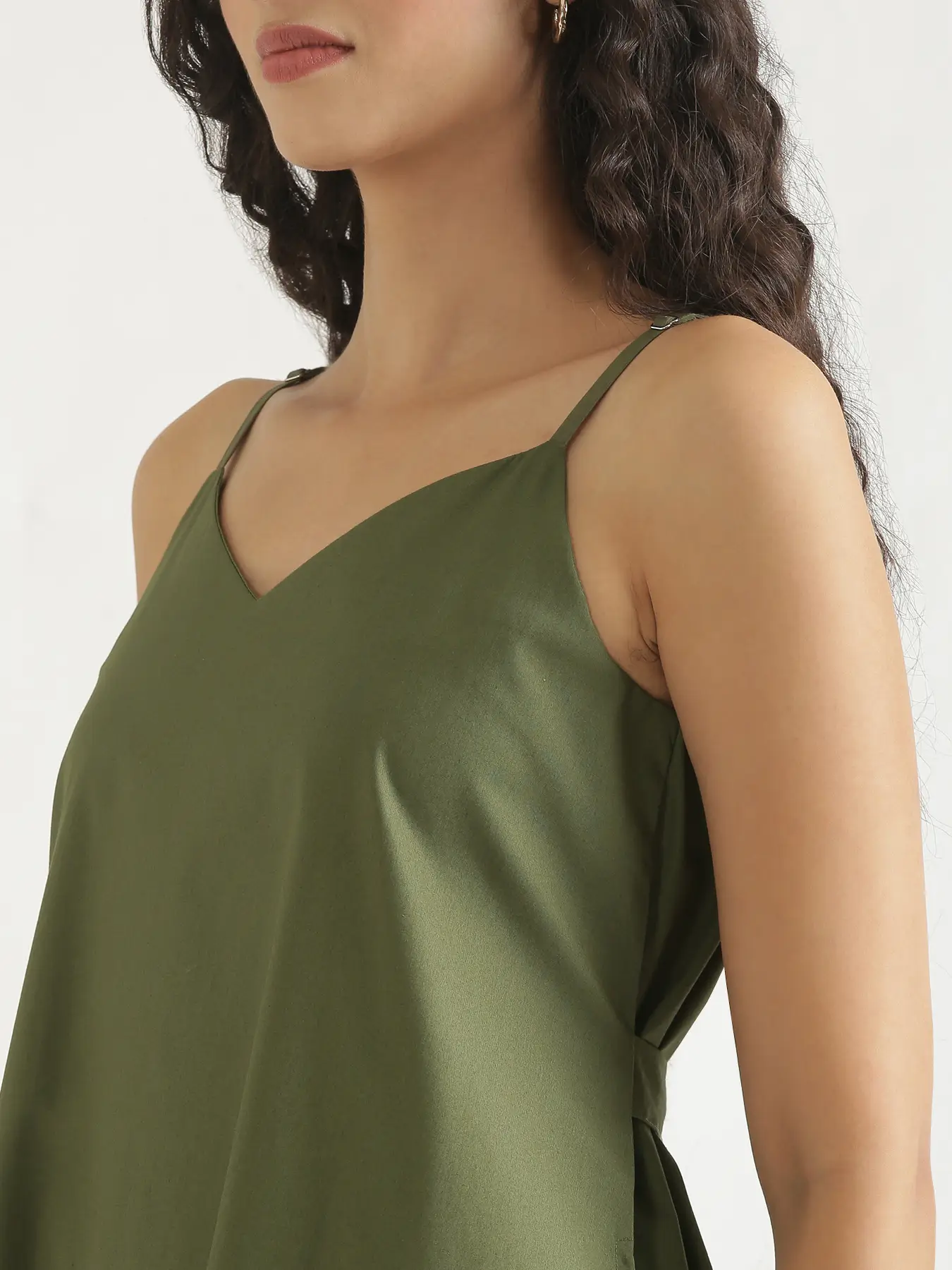 Women Forest Green Better Cotton Tier Dress - Image 8