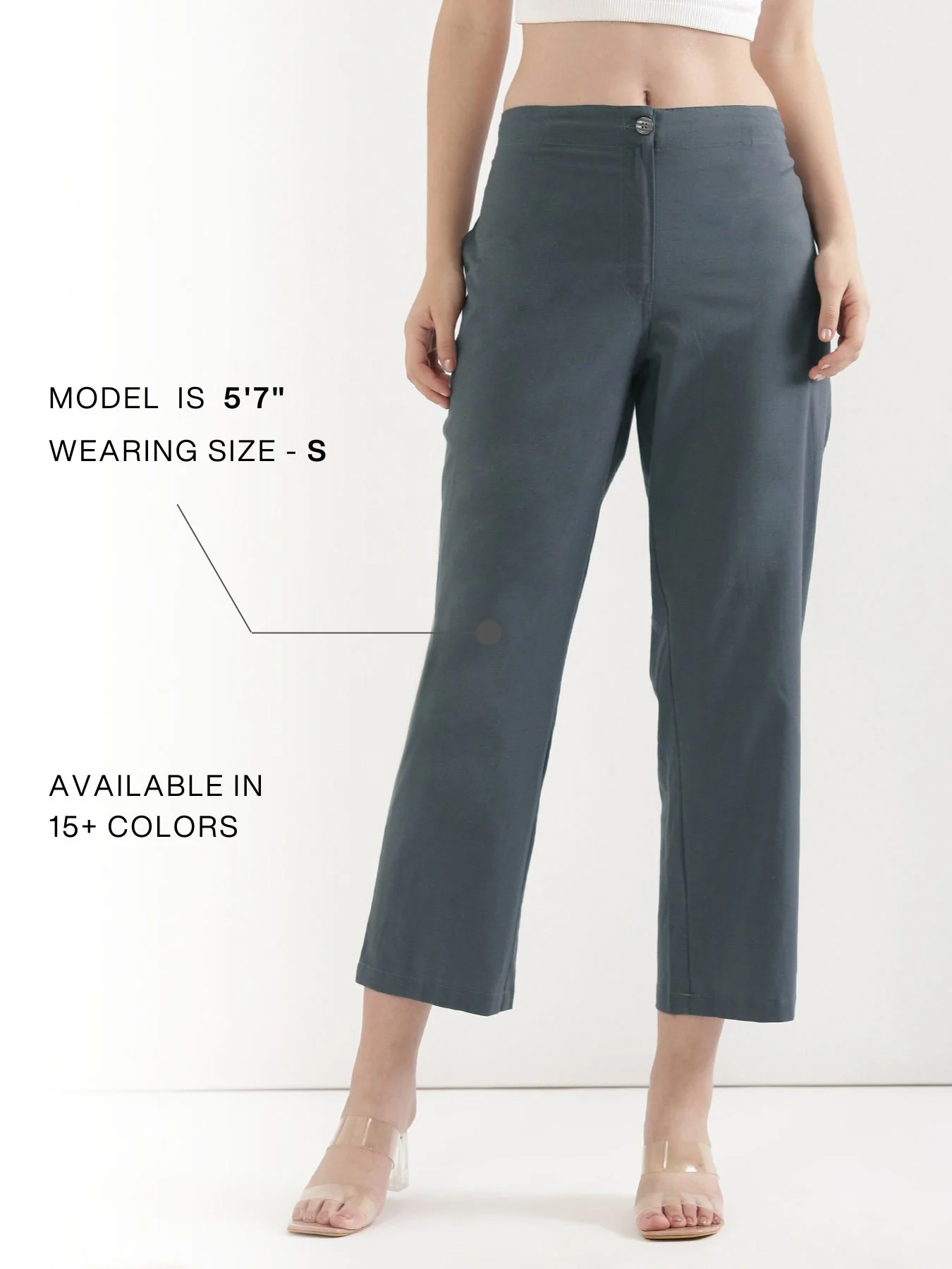 Women German Grey Airy Linen Straight Pants - Image 14