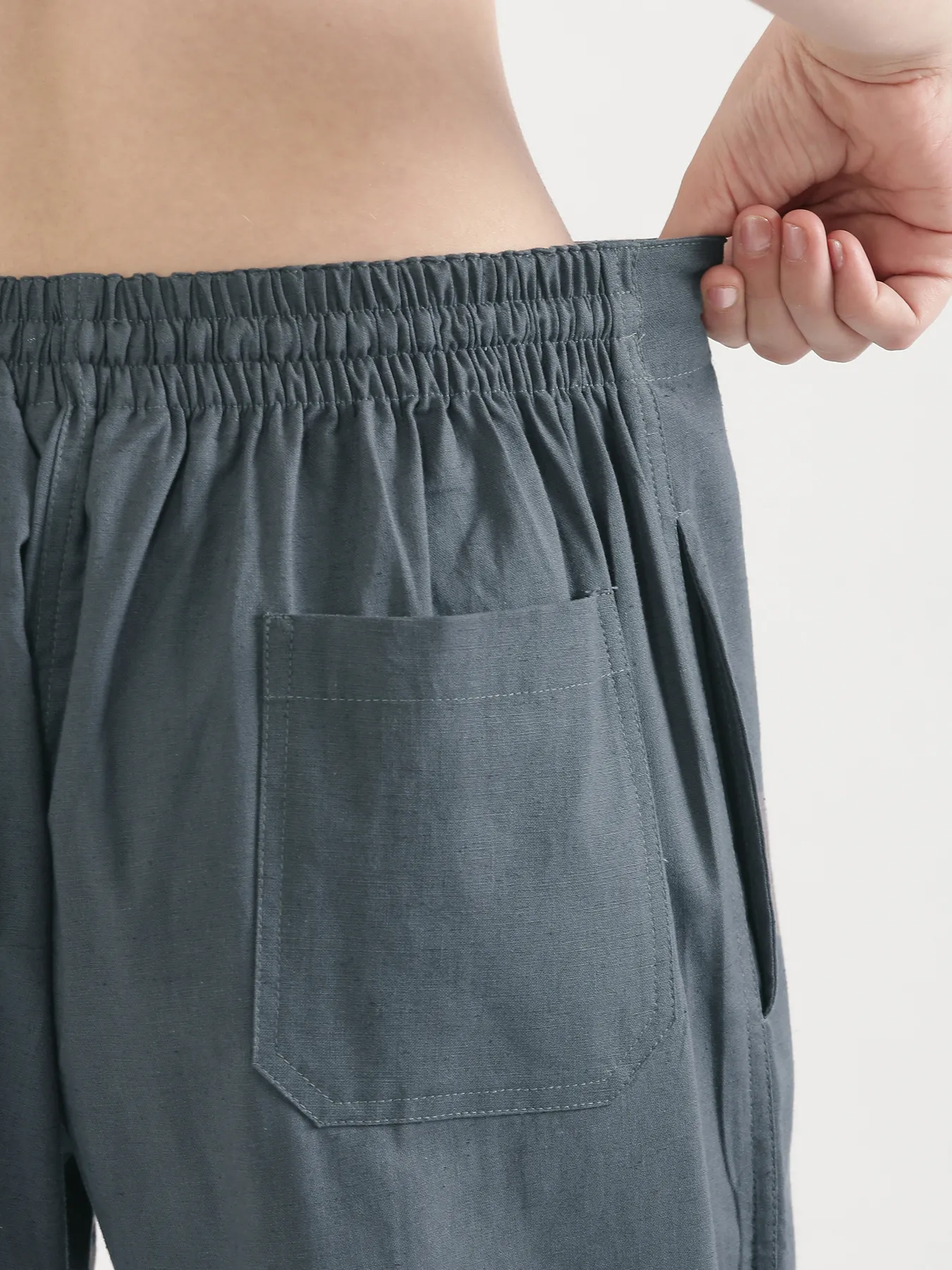Women German Grey Airy Linen Straight Pants - Image 8