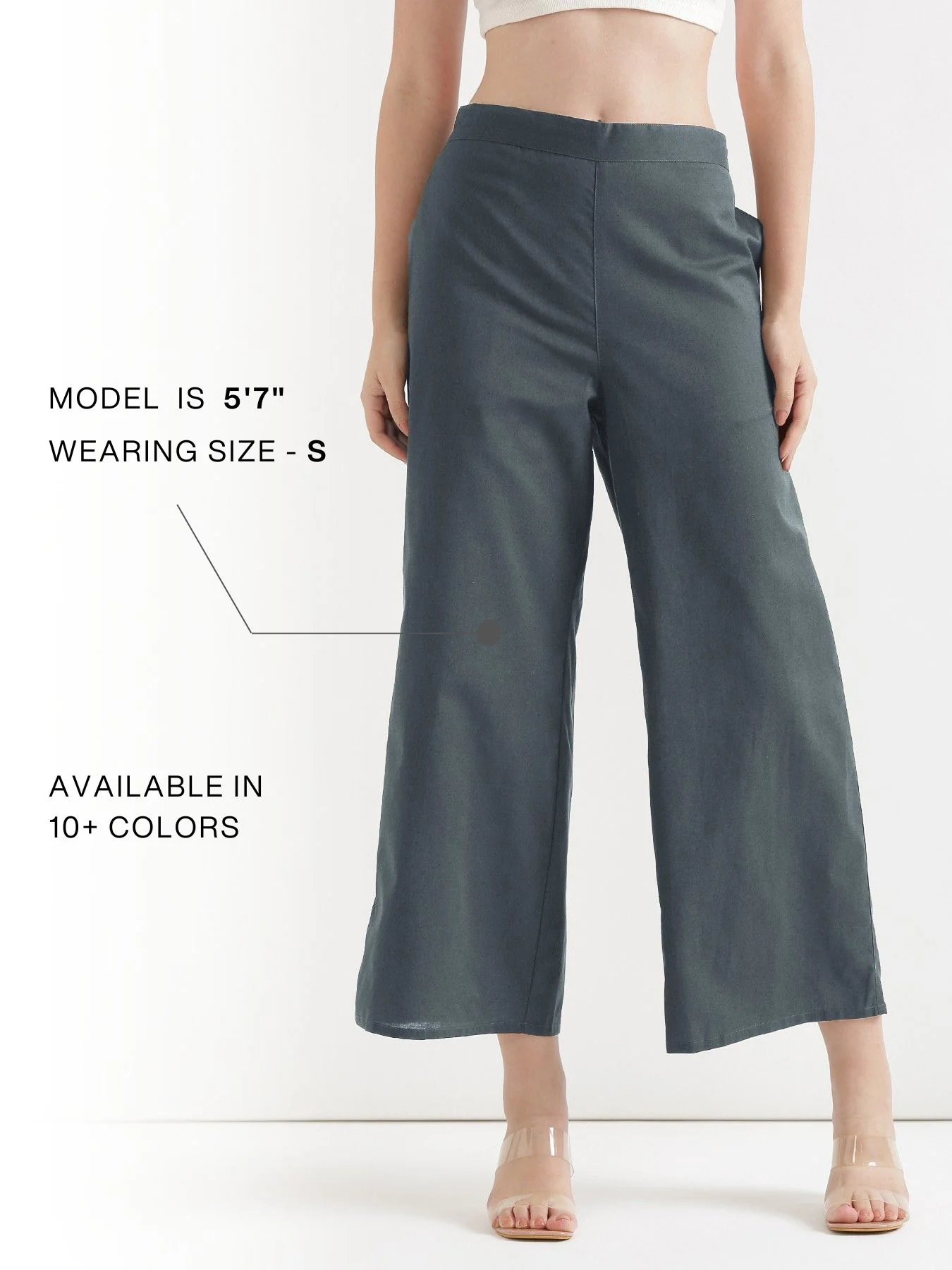Women German Grey Airy Linen Wide Leg Pant - Image 12