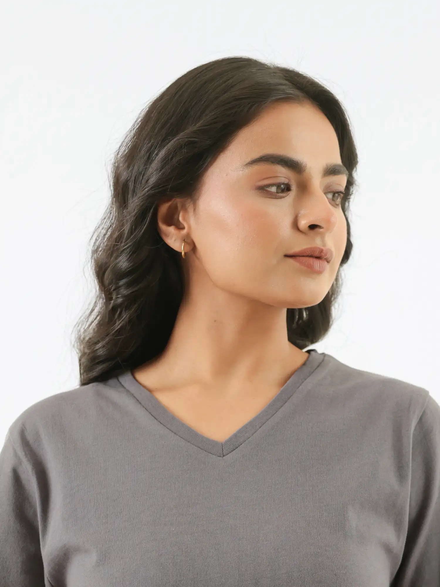 Women German Grey V-neck T-shirt - Image 4