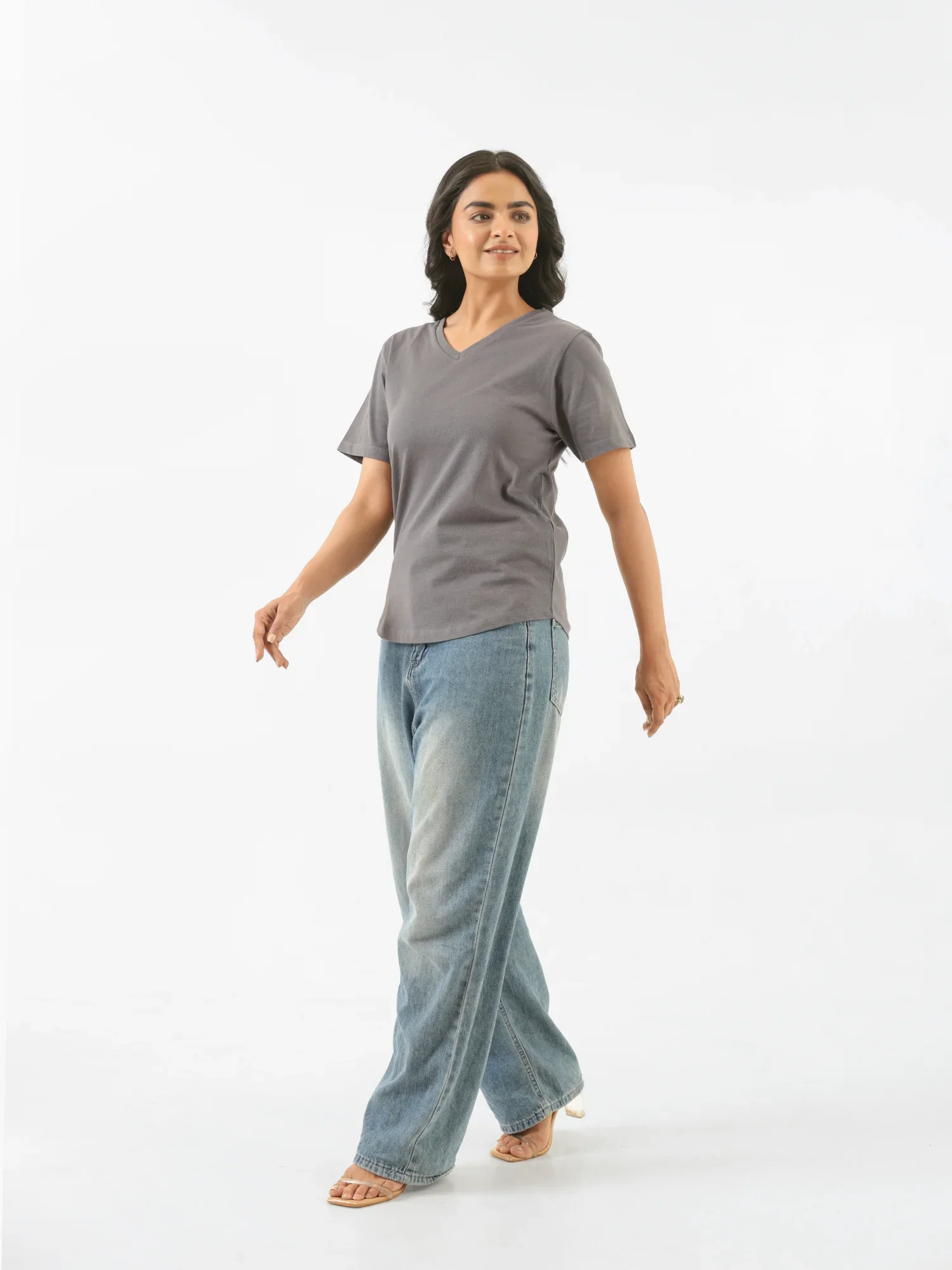 Women German Grey V-neck T-shirt - Image 5