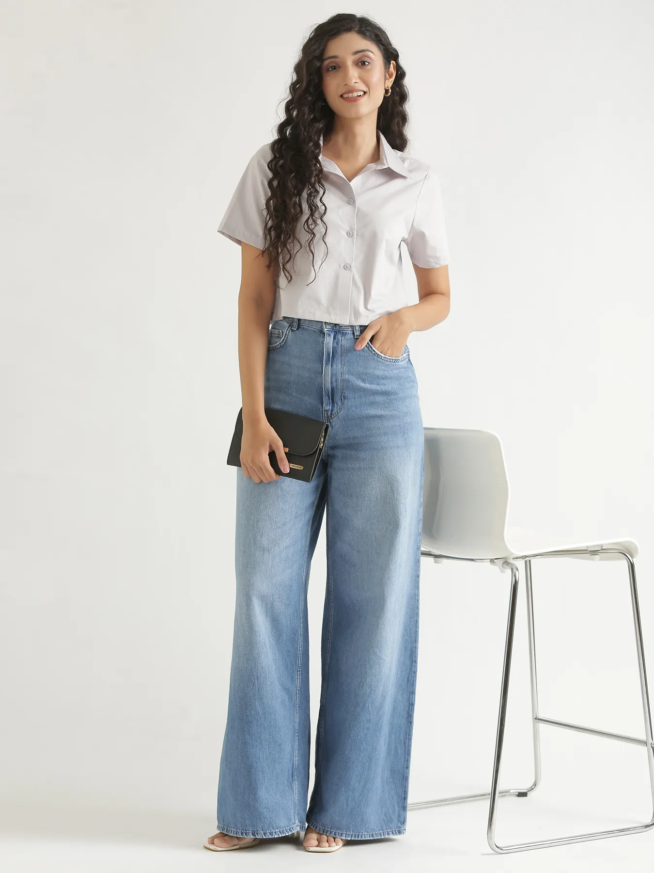 Women Grey Better Cotton Crop Shirt - Image 13