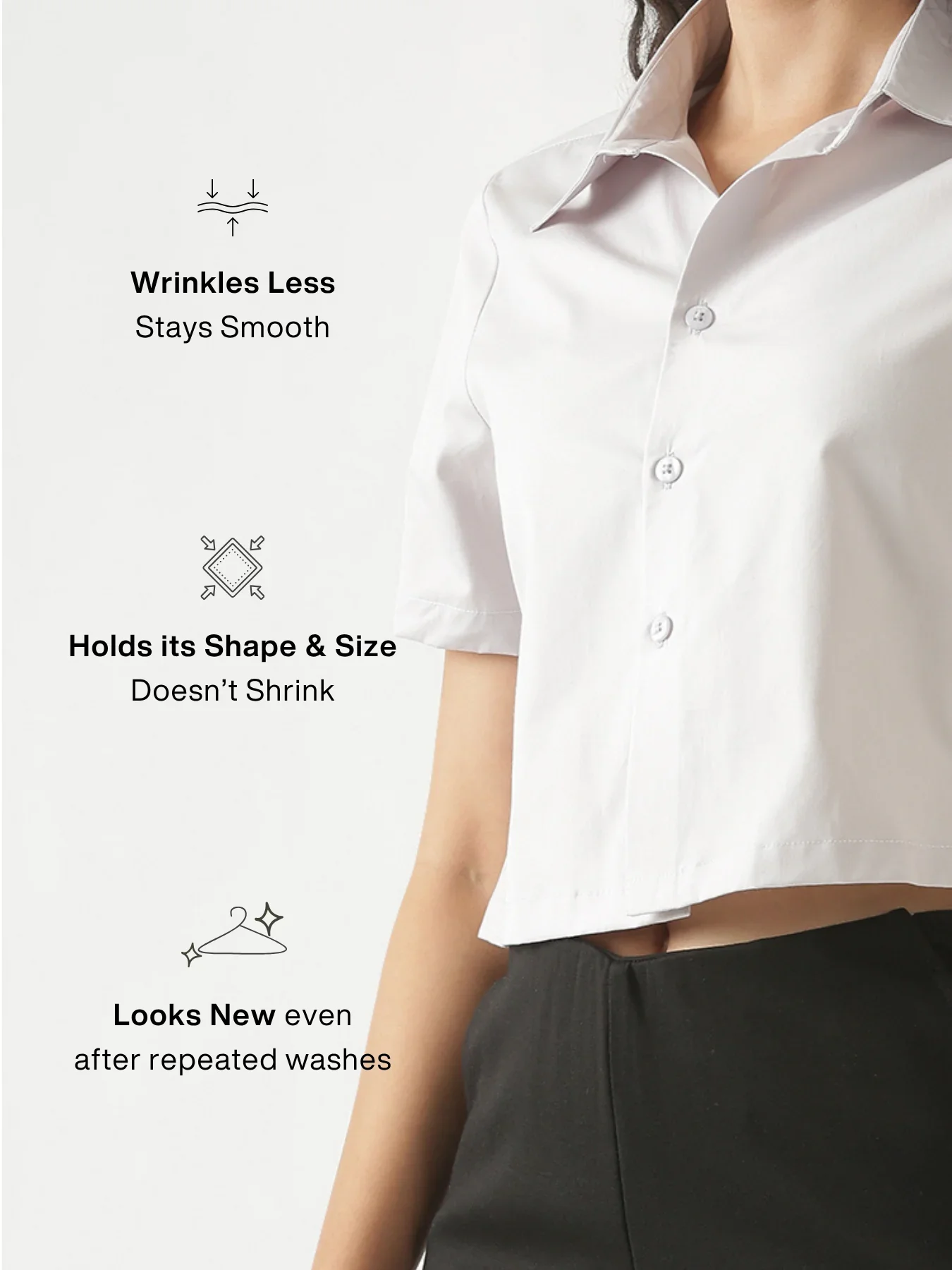 Women Grey Better Cotton Crop Shirt - Image 4