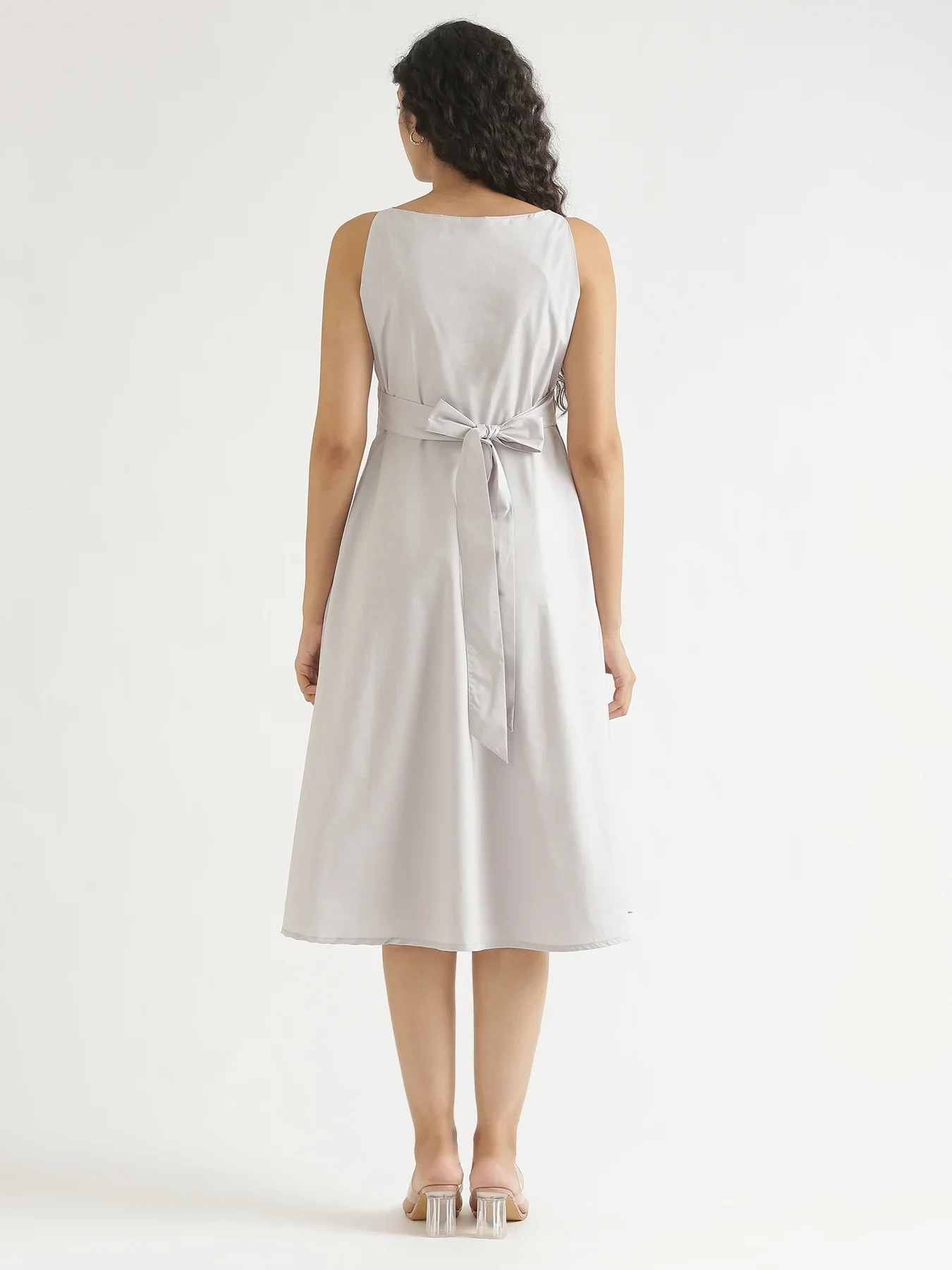 Women Grey Better Cotton Flared Dress - Image 10