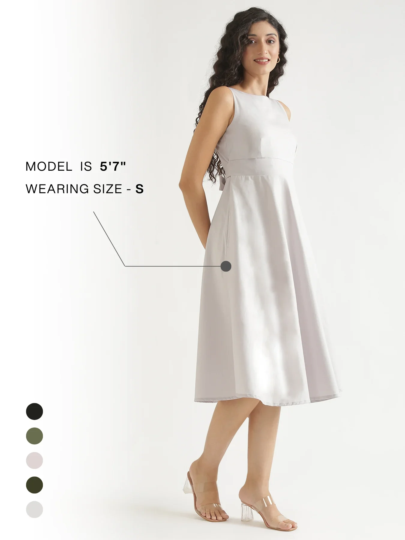 Women Grey Better Cotton Flared Dress - Image 14