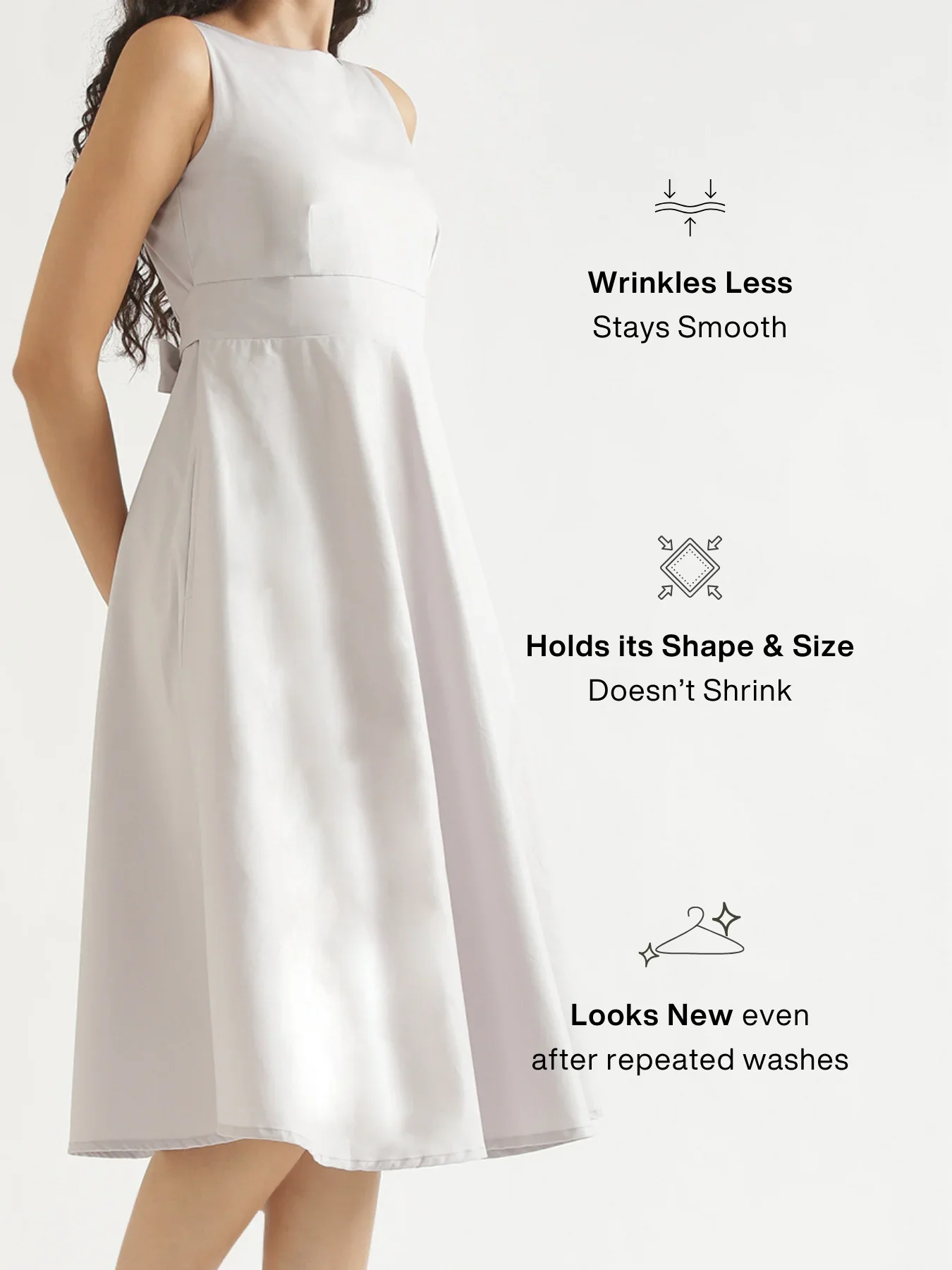 Women Grey Better Cotton Flared Dress - Image 4