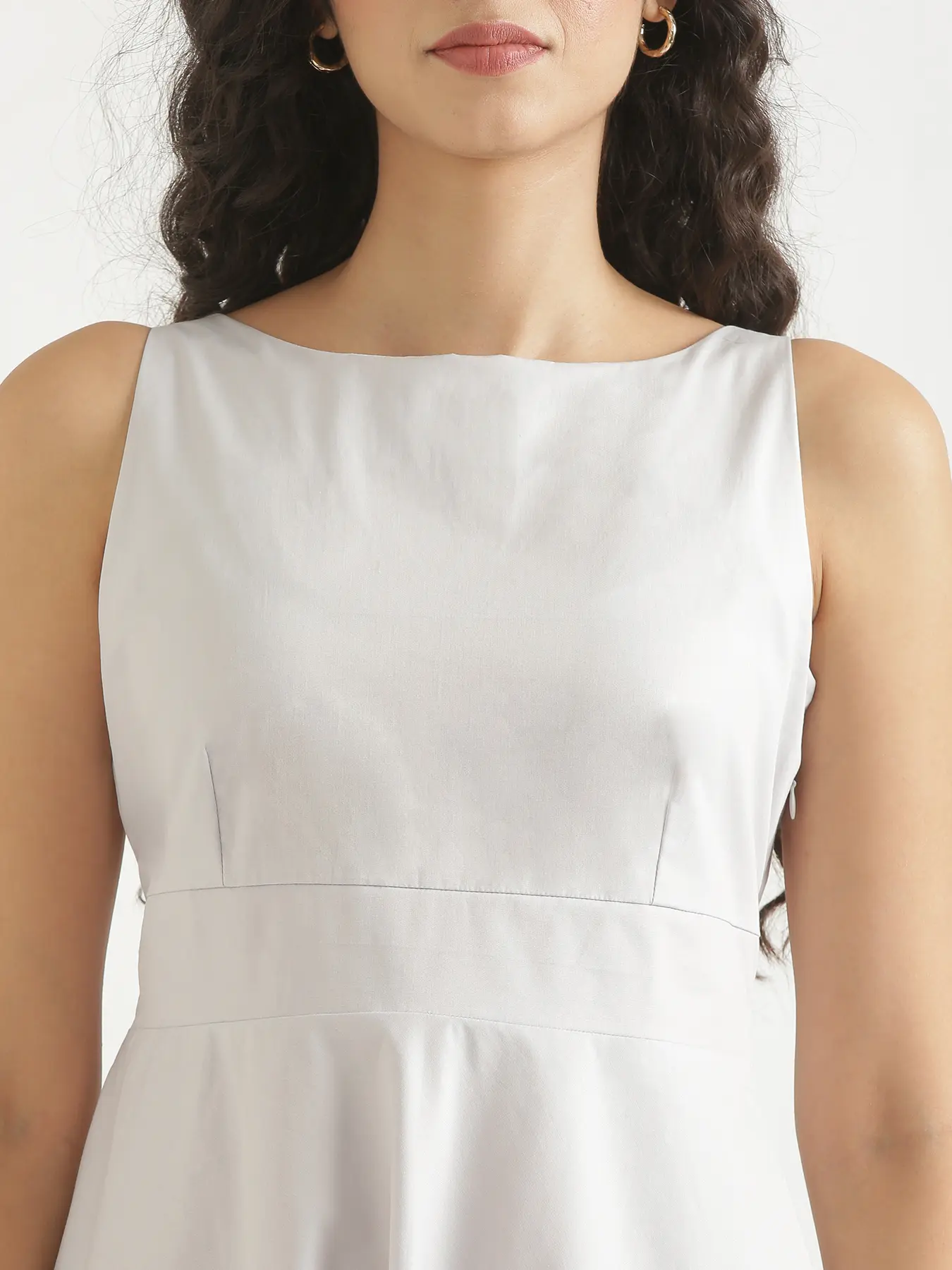 Women Grey Better Cotton Flared Dress - Image 7