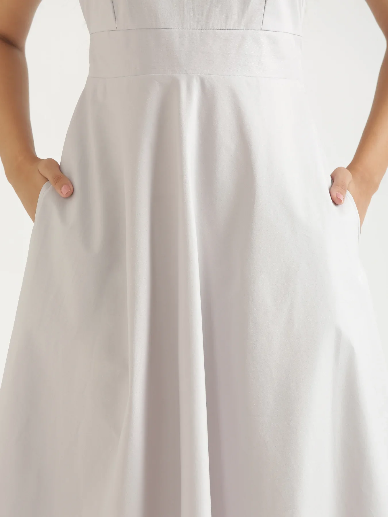 Women Grey Better Cotton Flared Dress - Image 9