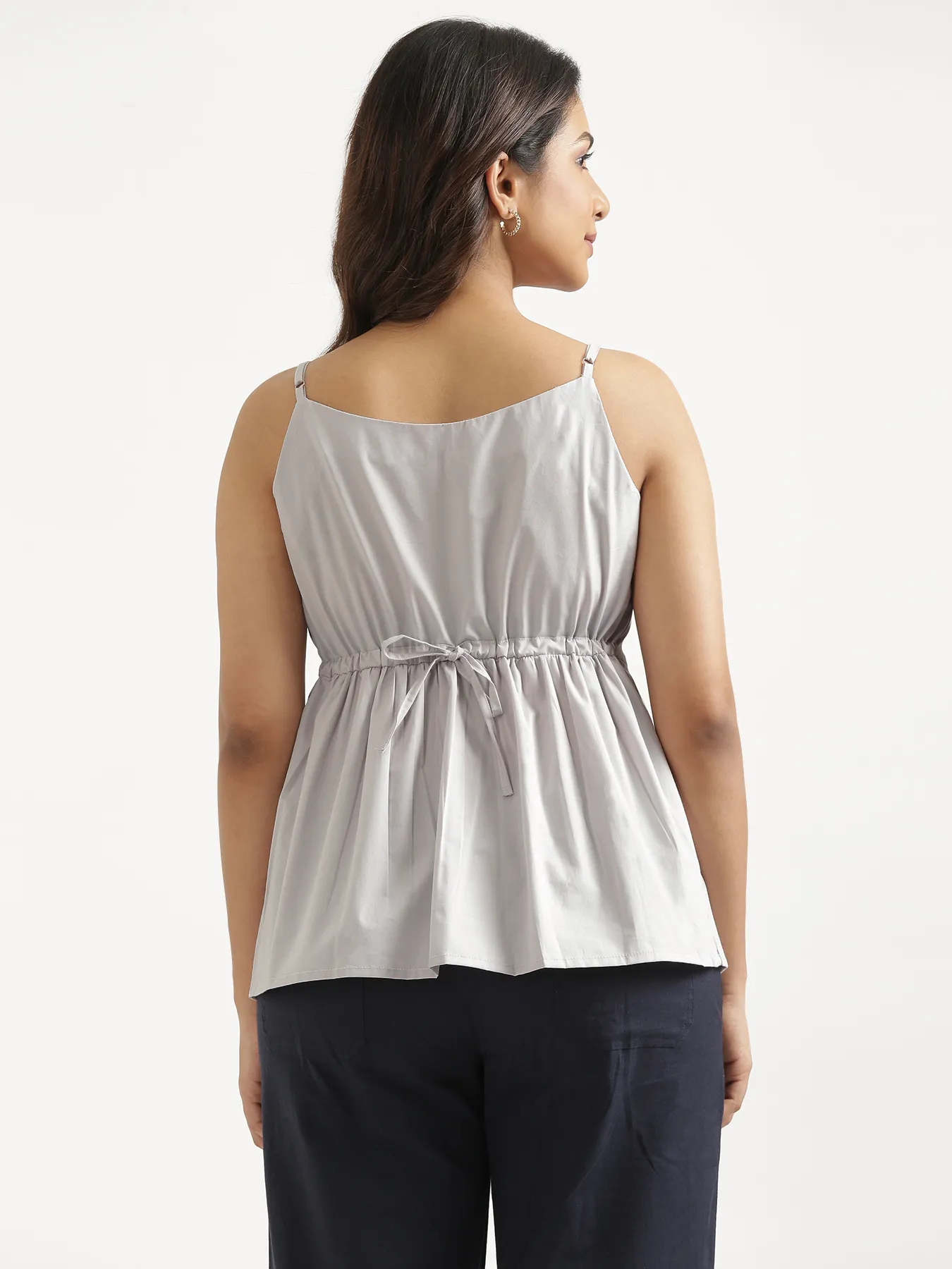 Women Light Grey Better Cotton Peplum Top - Image 10
