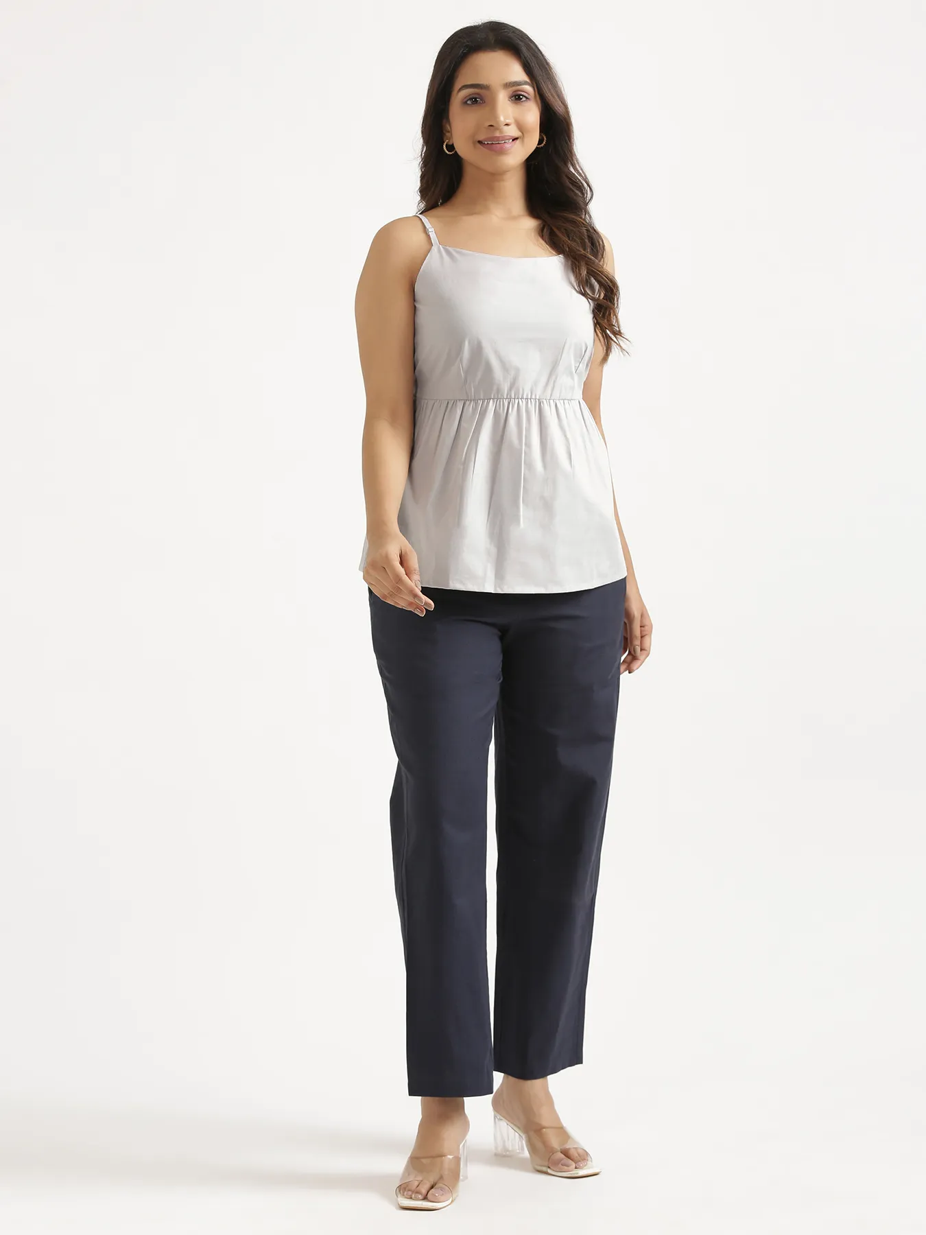 Women Light Grey Better Cotton Peplum Top - Image 3