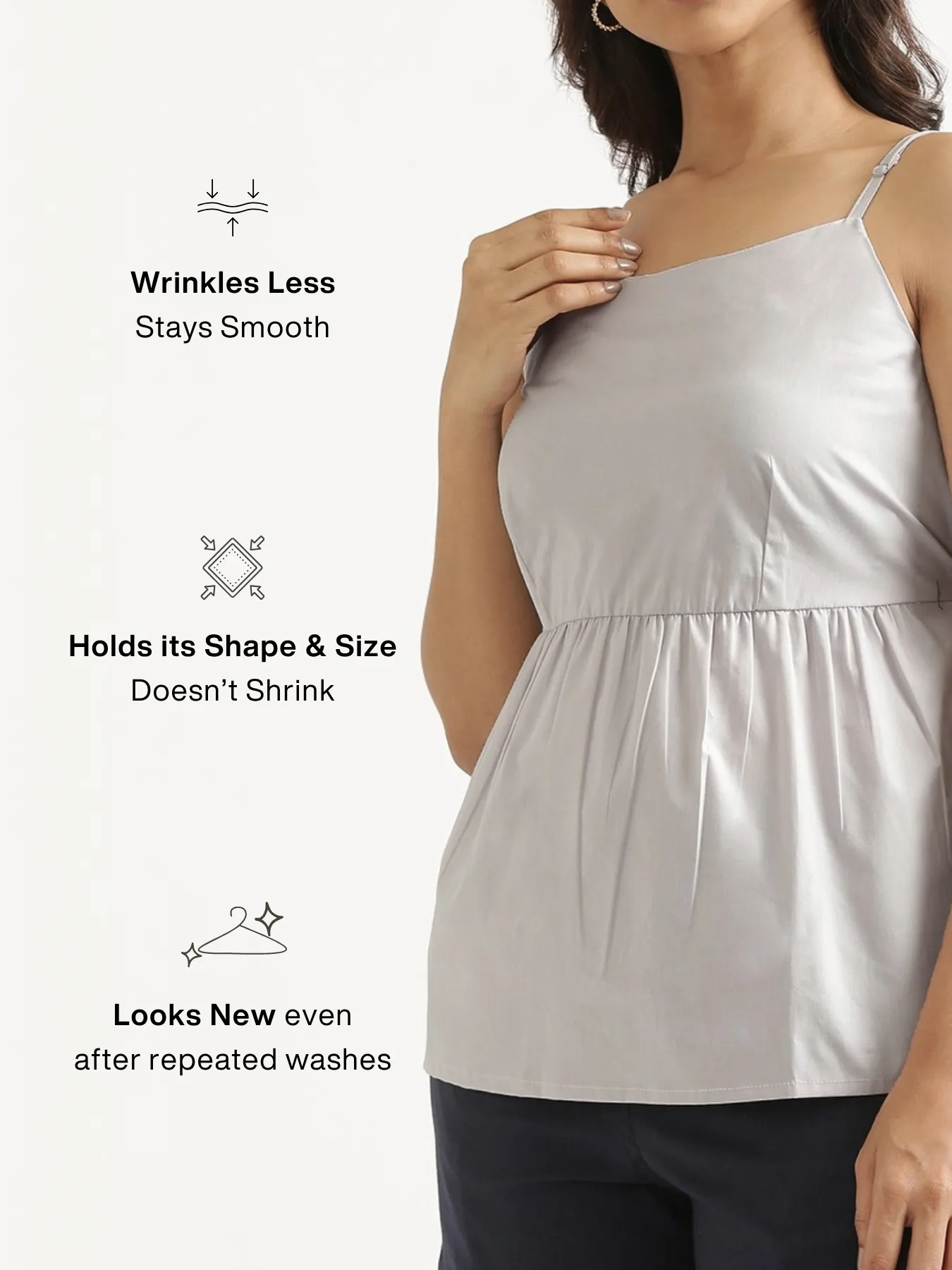 Women Light Grey Better Cotton Peplum Top - Image 4