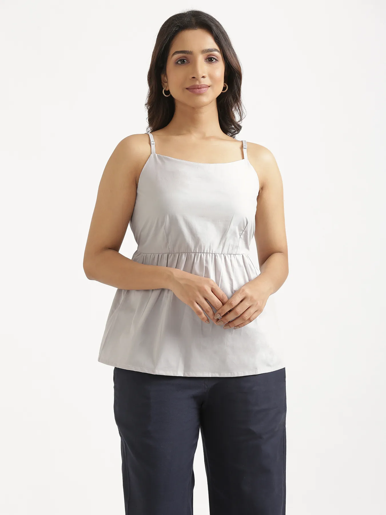 Women Light Grey Better Cotton Peplum Top - Image 5