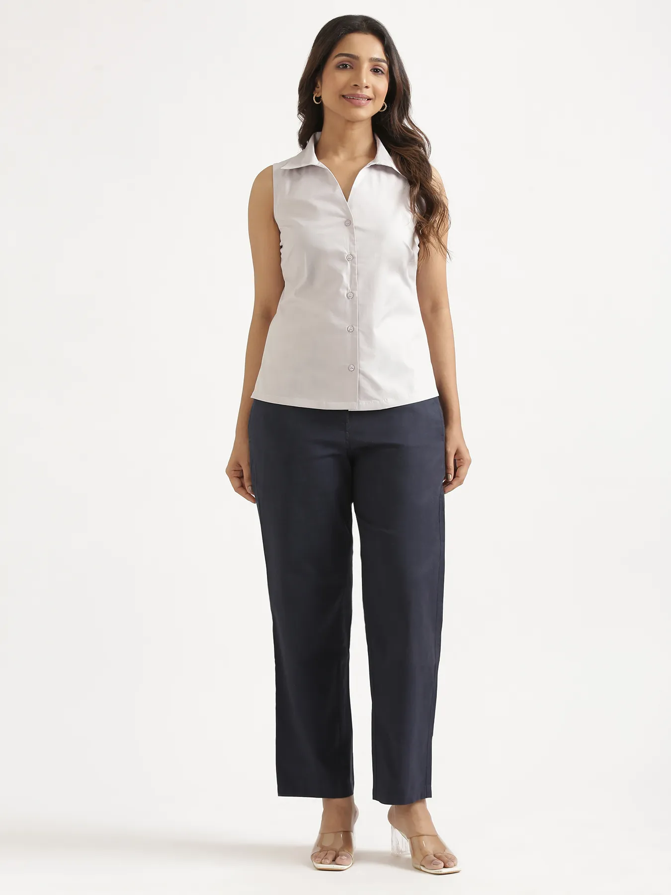 Women Light Grey Better Cotton Sleeveless Shirt - Image 3