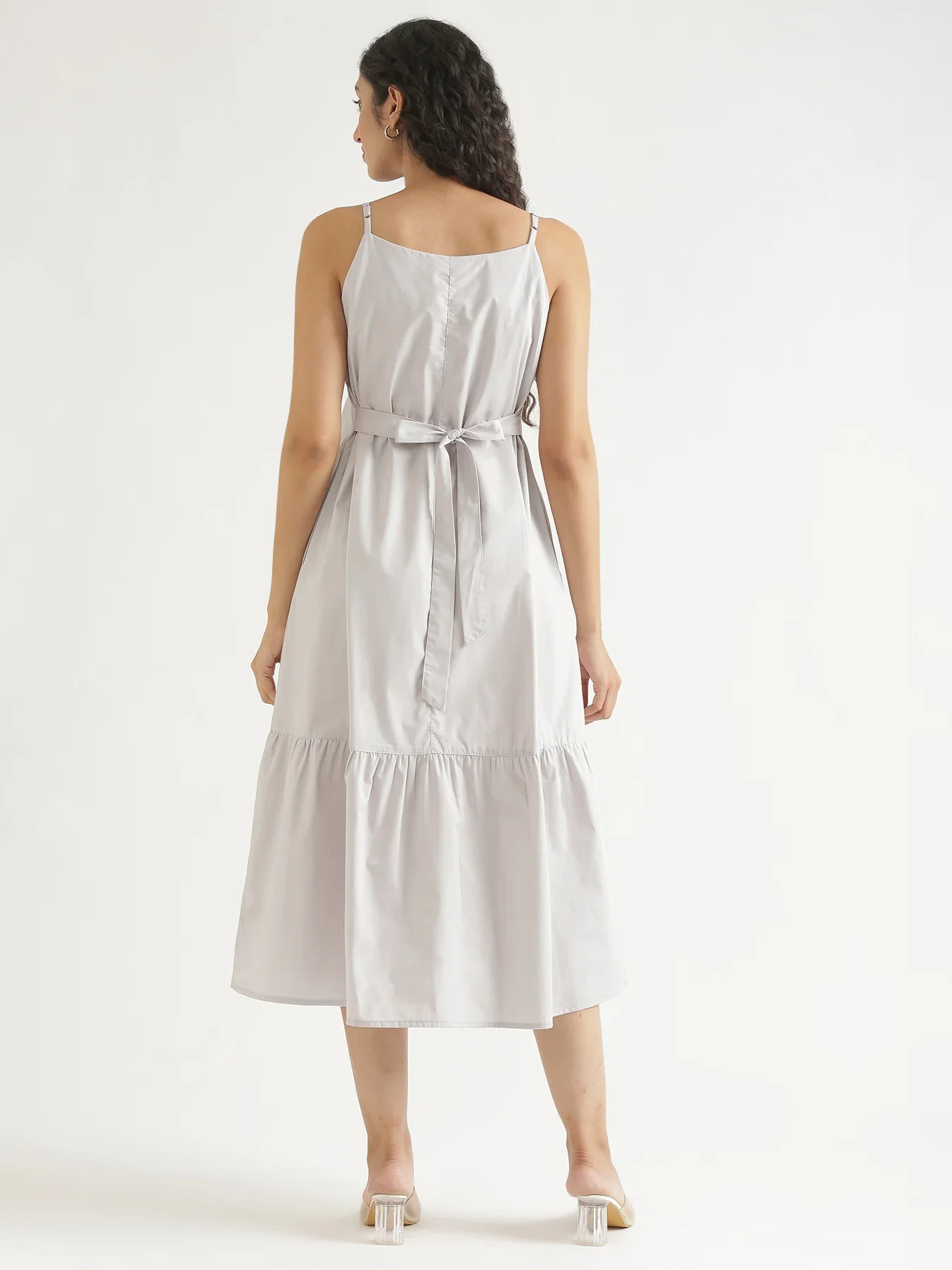 Women Grey Better Cotton Tier Dress - Image 10