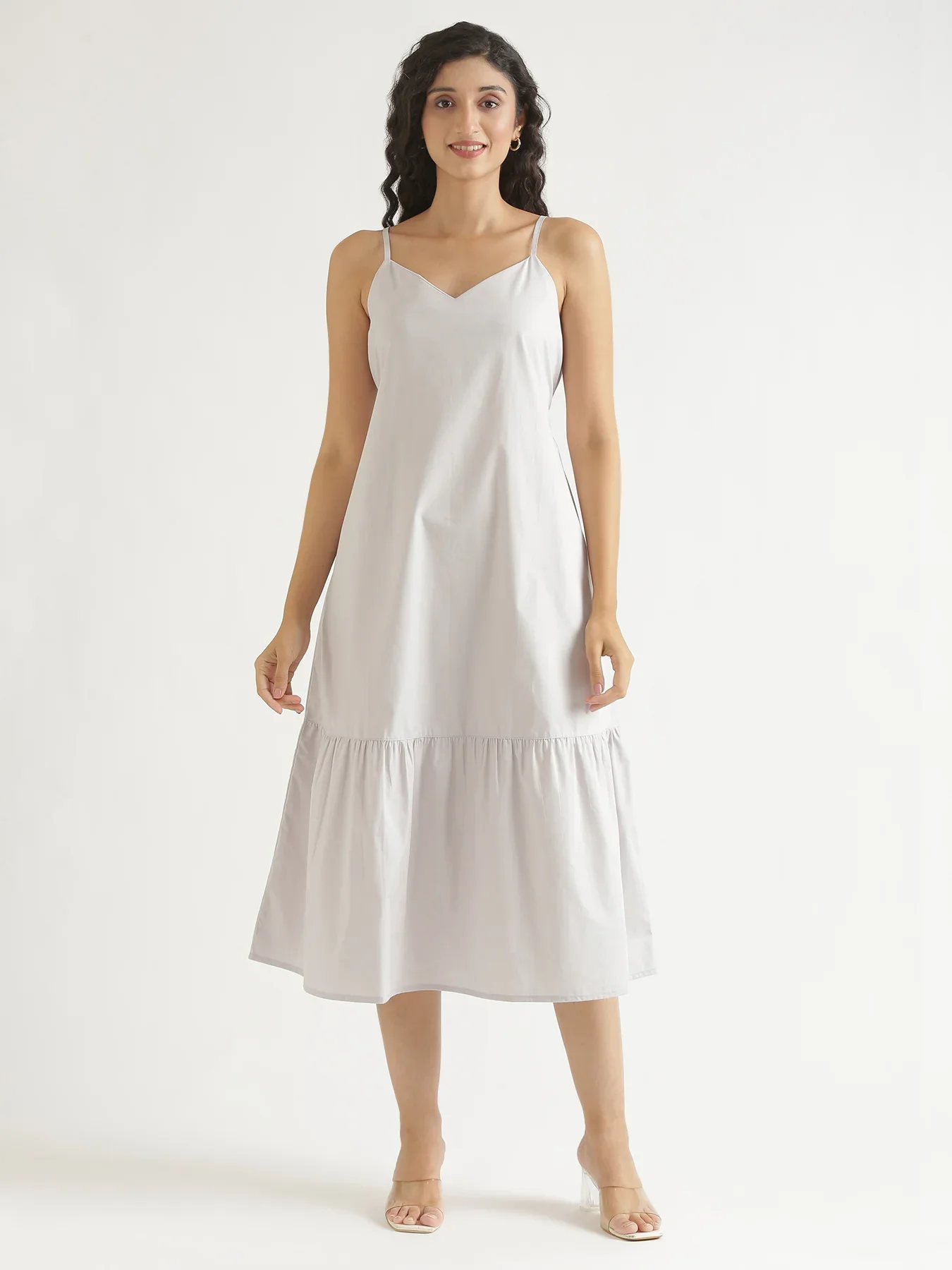 Women Grey Better Cotton Tier Dress - Image 11