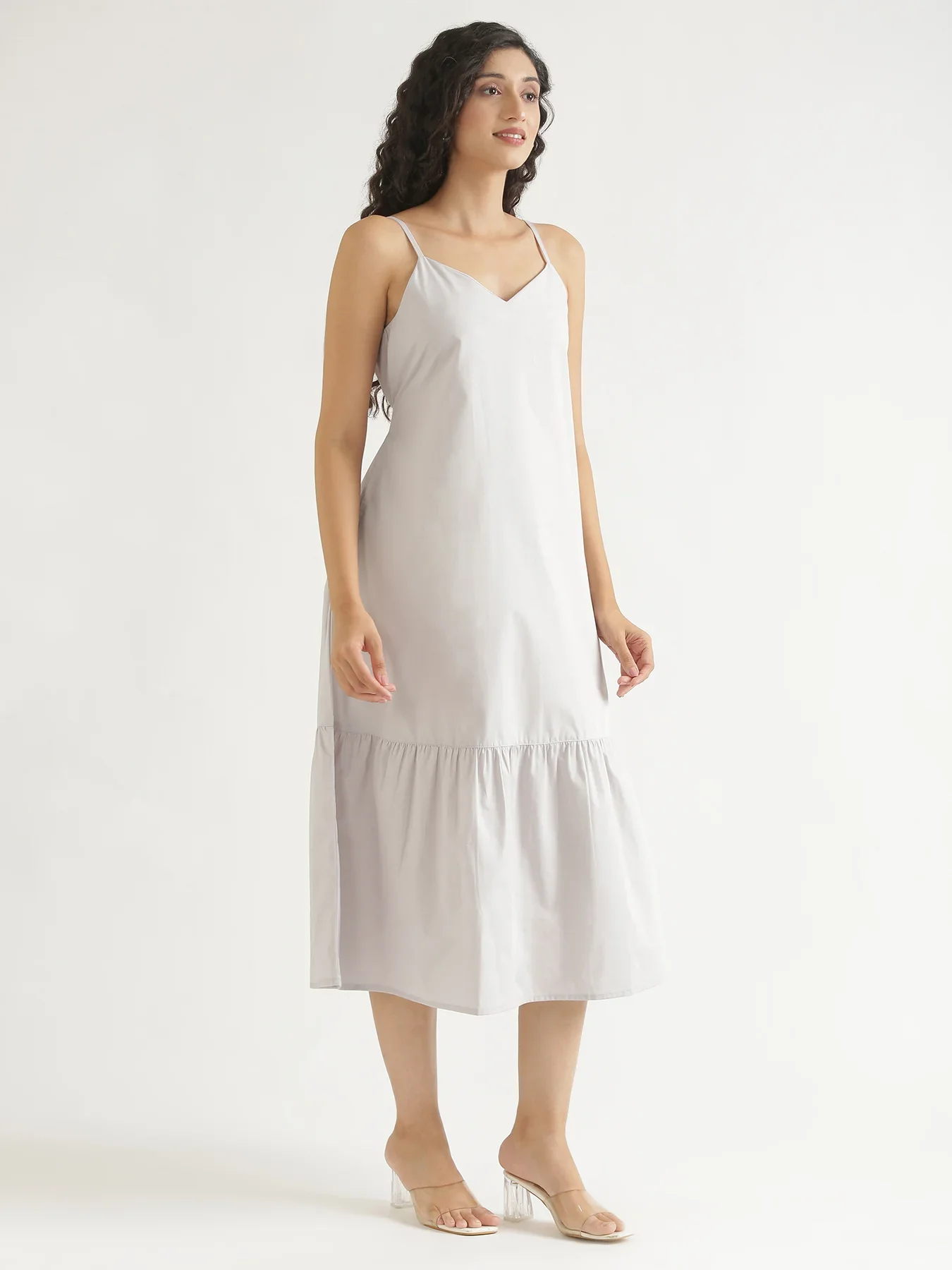 Women Grey Better Cotton Tier Dress - Image 12