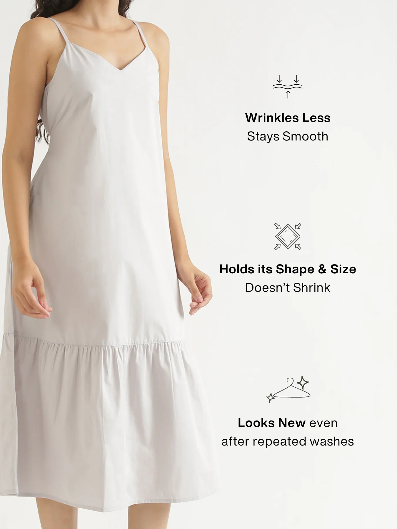 Women Grey Better Cotton Tier Dress - Image 4