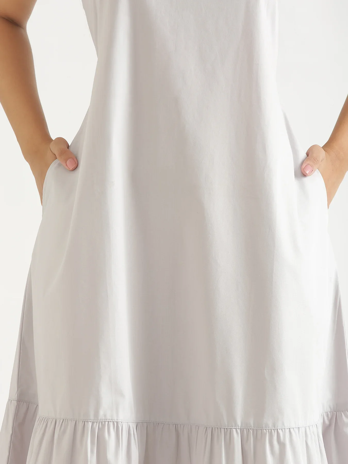 Women Grey Better Cotton Tier Dress - Image 9