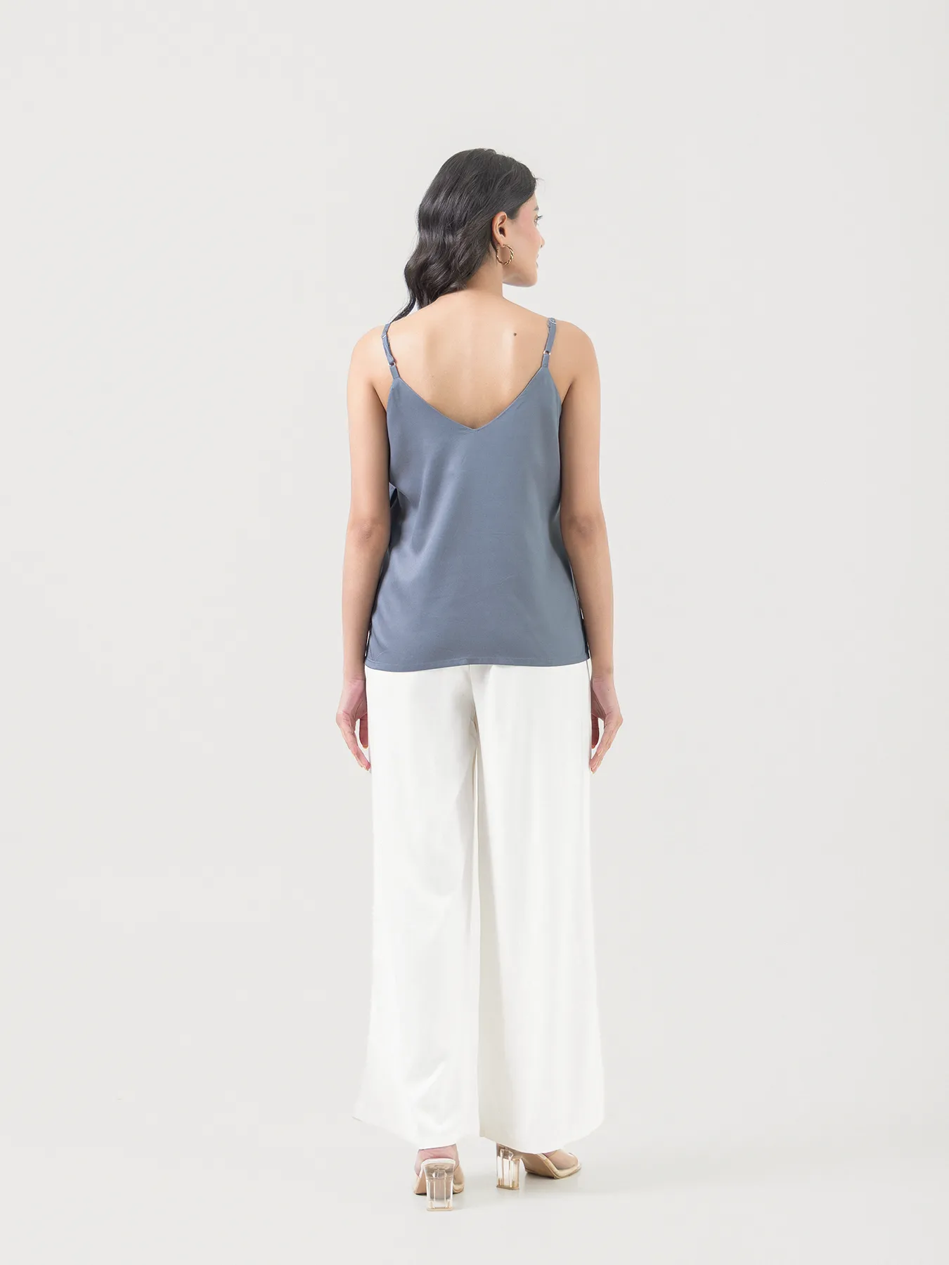 Women Grey Flowy Camisole Top - Image 7
