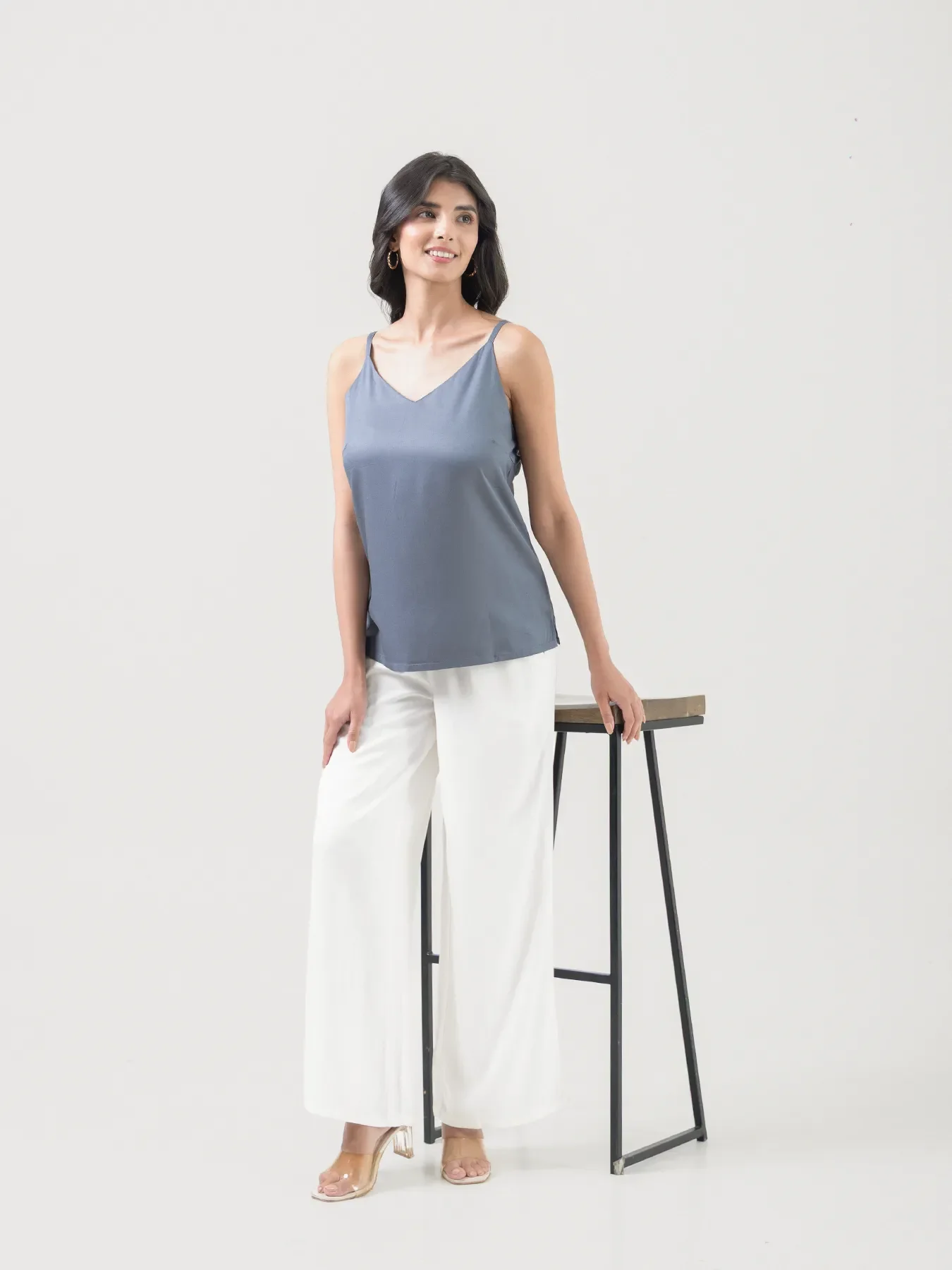 Women Grey Flowy Camisole Top - Image 9