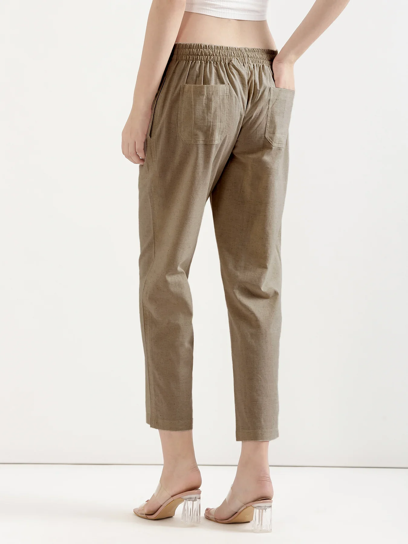 Women Khakhi Airy Linen Straight Pants - Image 10