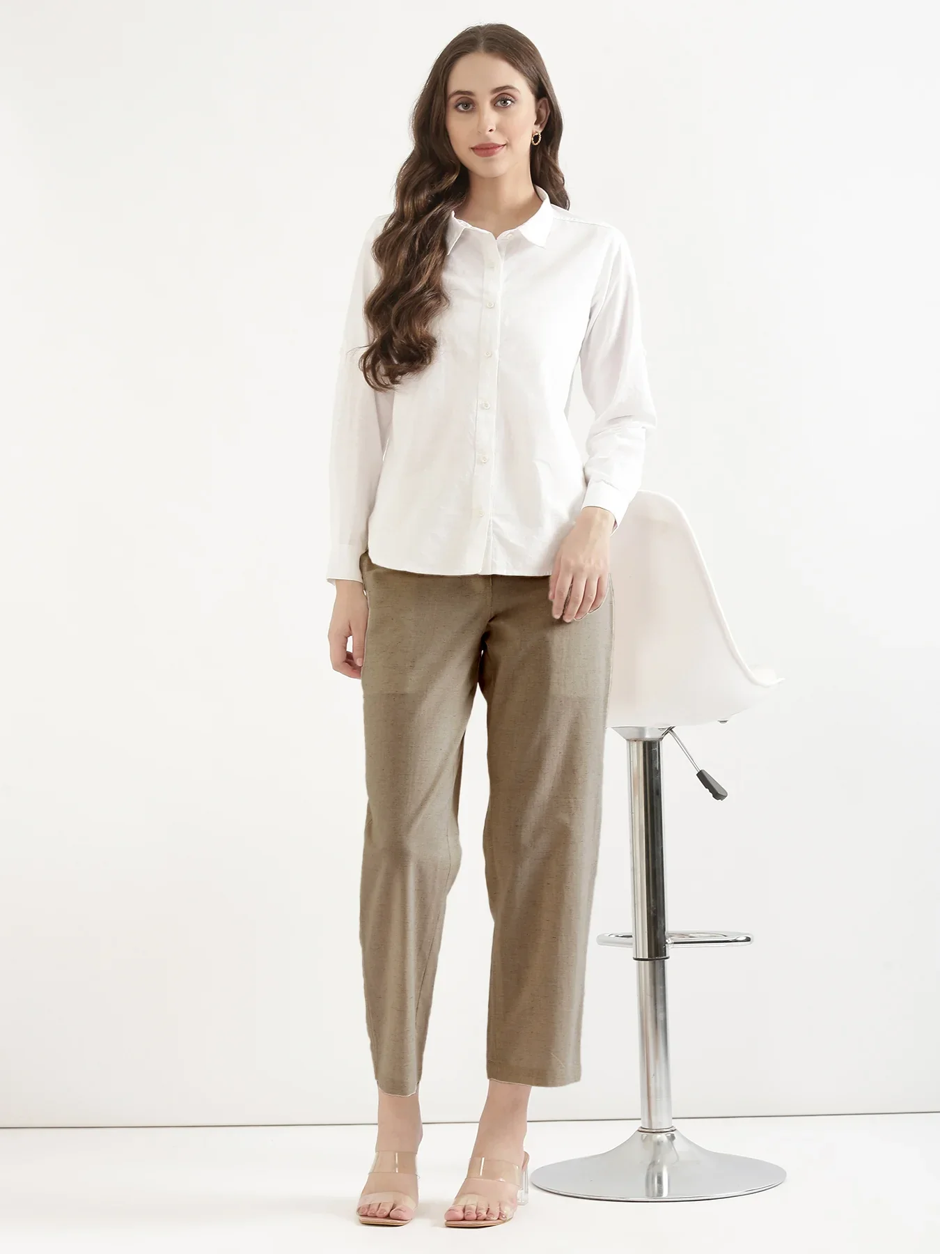 Women Khakhi Airy Linen Straight Pants - Image 12