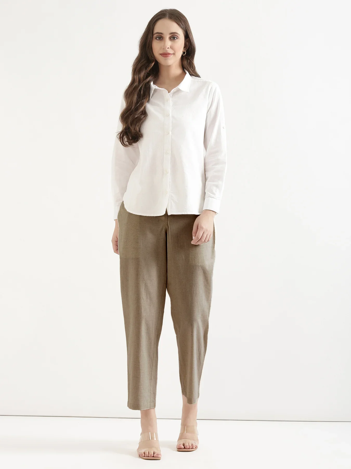 Women Khakhi Airy Linen Straight Pants - Image 3