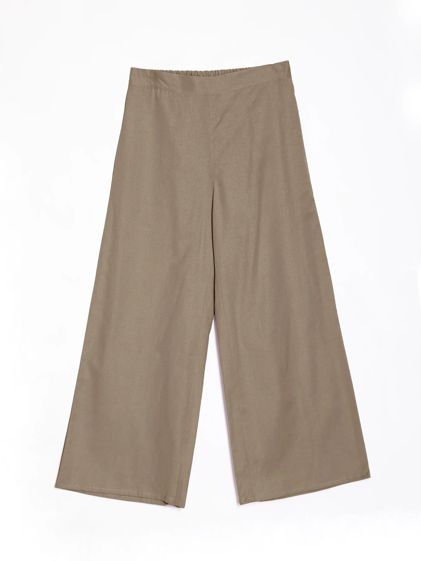 Women Khakhi Airy Linen Wide Leg Pant - Image 11