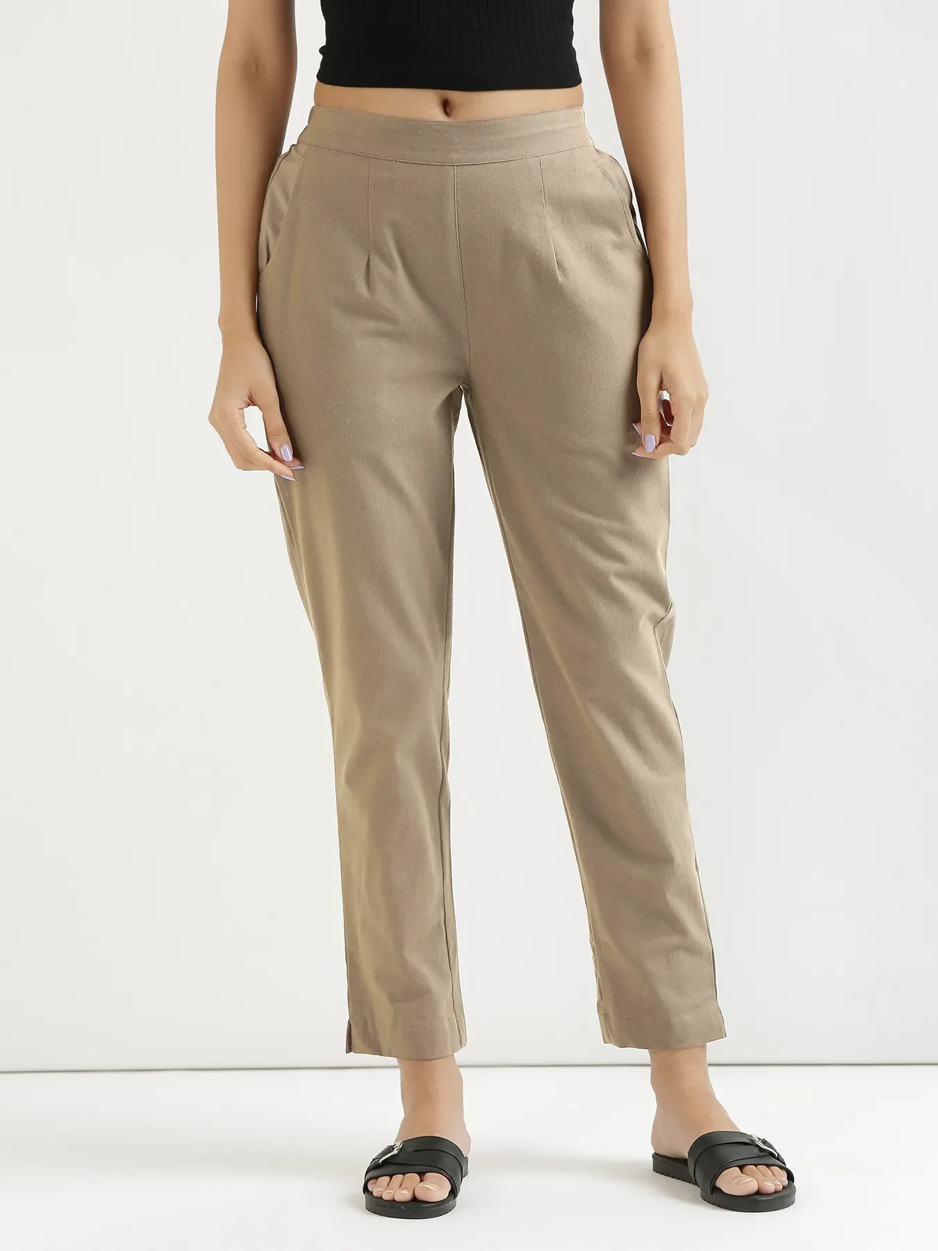 Women Khakhi Cotton Pant
