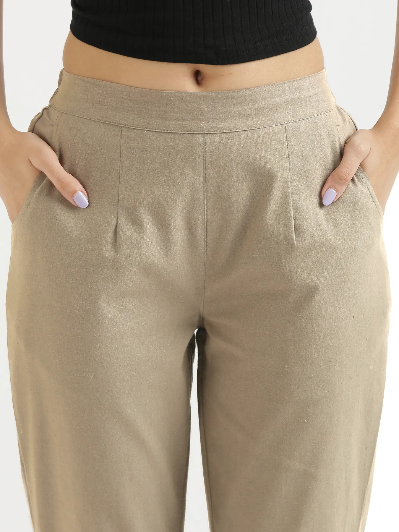 Women Khakhi Cotton Pant - Image 6