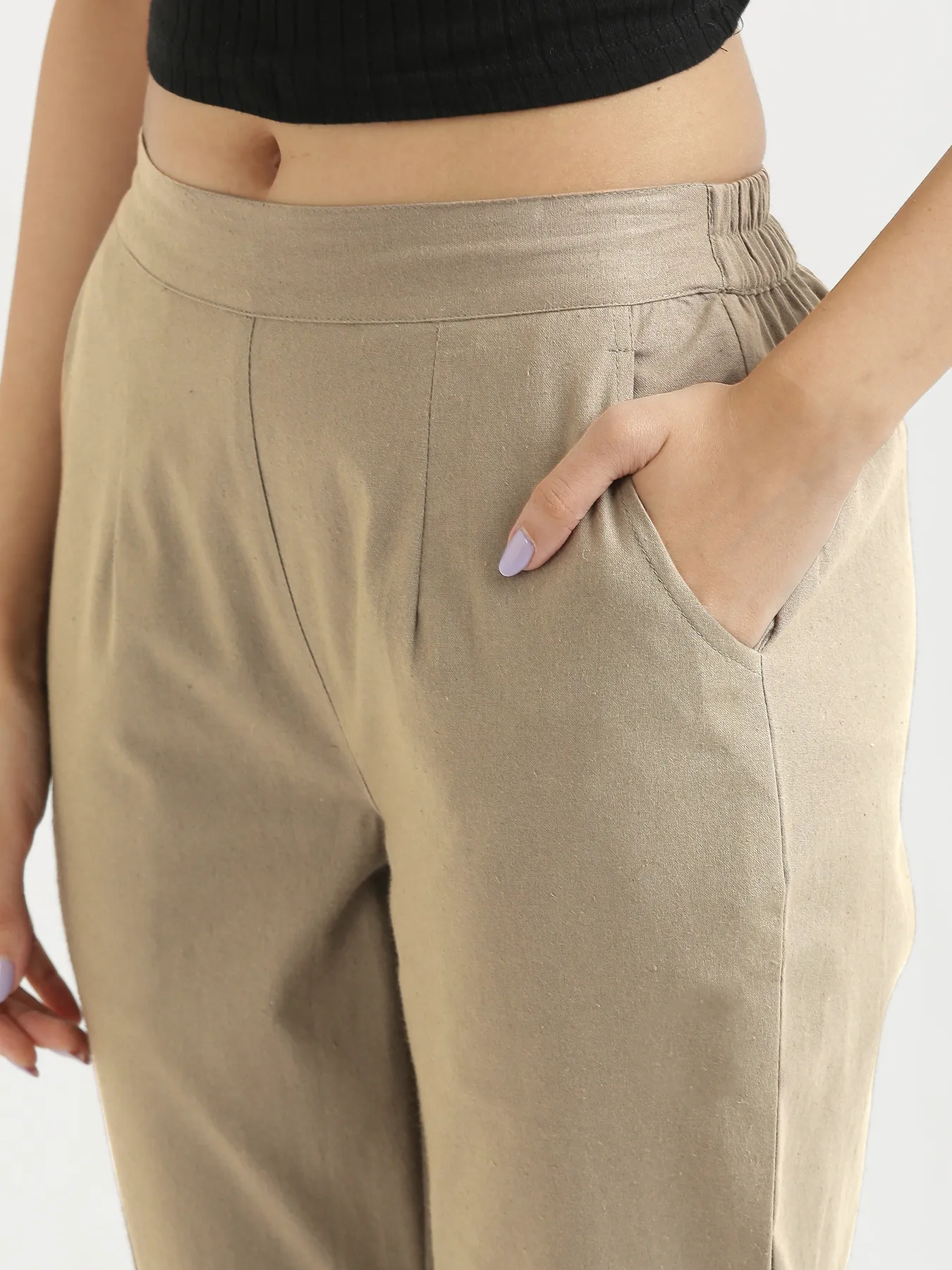 Women Khakhi Cotton Pant - Image 7