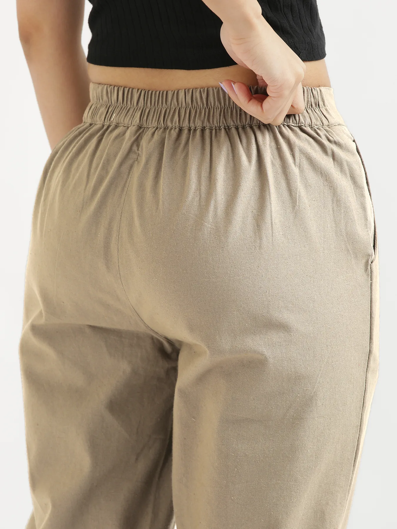 Women Khakhi Cotton Pant - Image 8