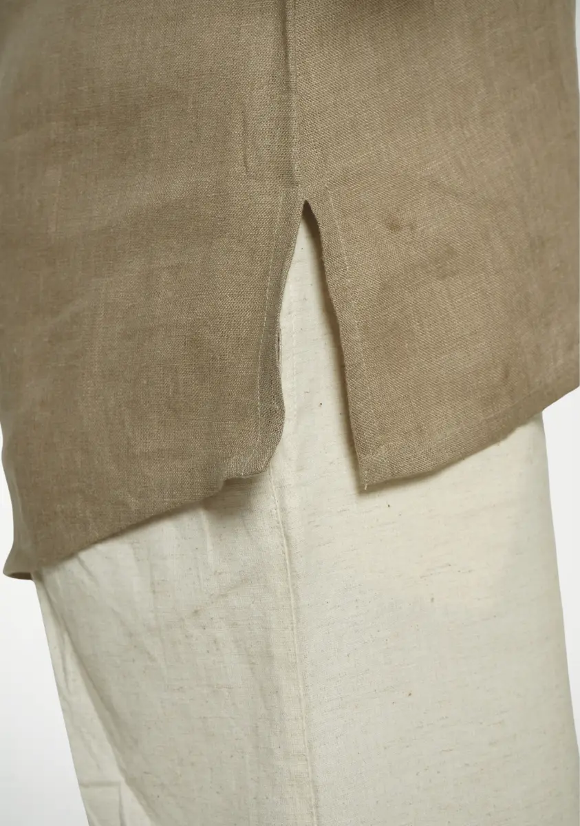 Women Khakhi Pure Linen Collared Shirt Top - Image 9