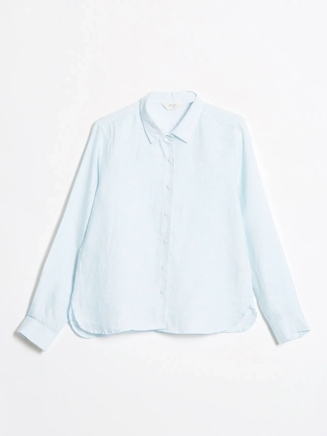 Women Light Blue Pure Linen Shirt - Image 16