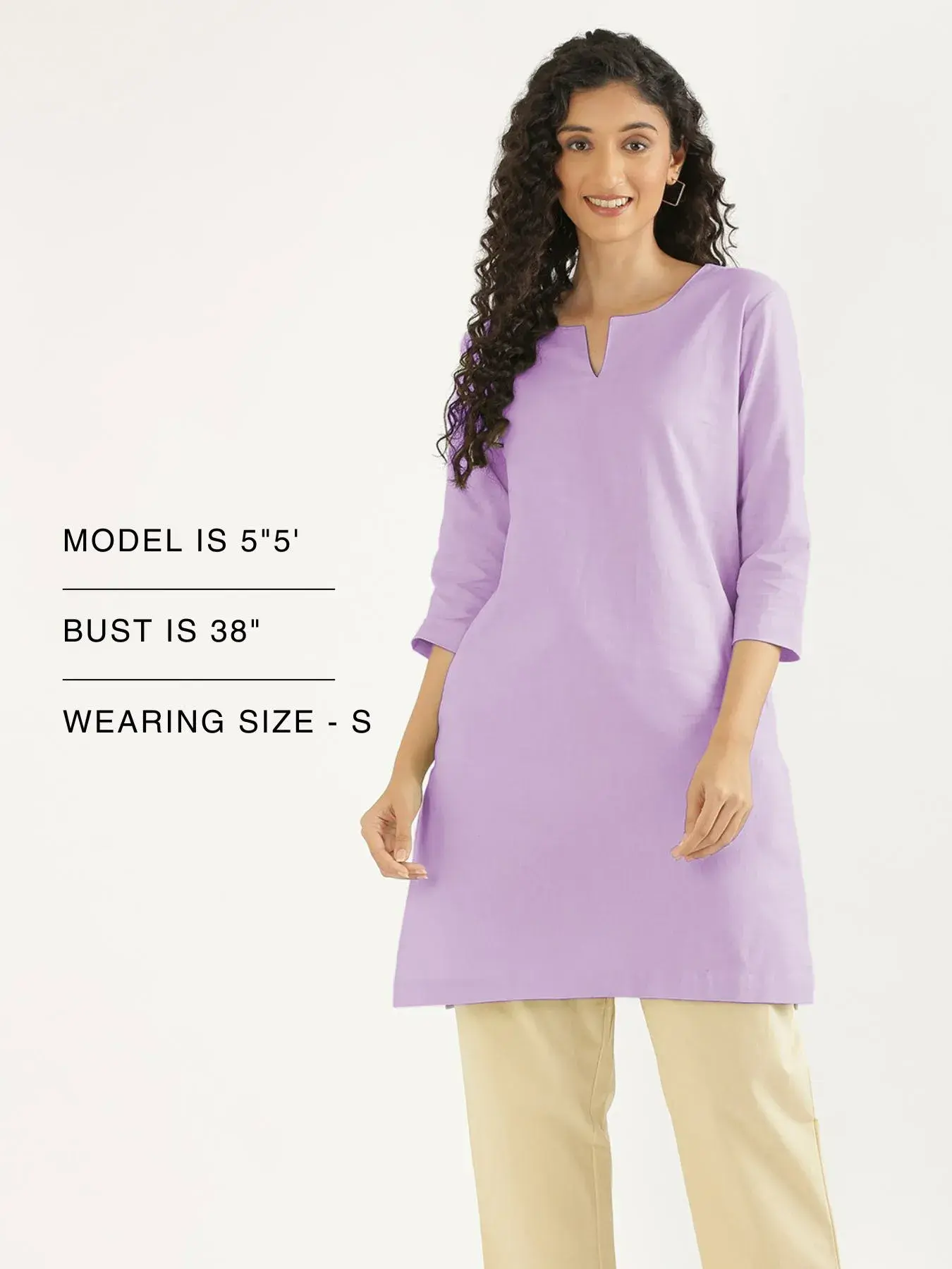Women Lilac Airy Linen Mid Thigh Length Kurta - Image 11