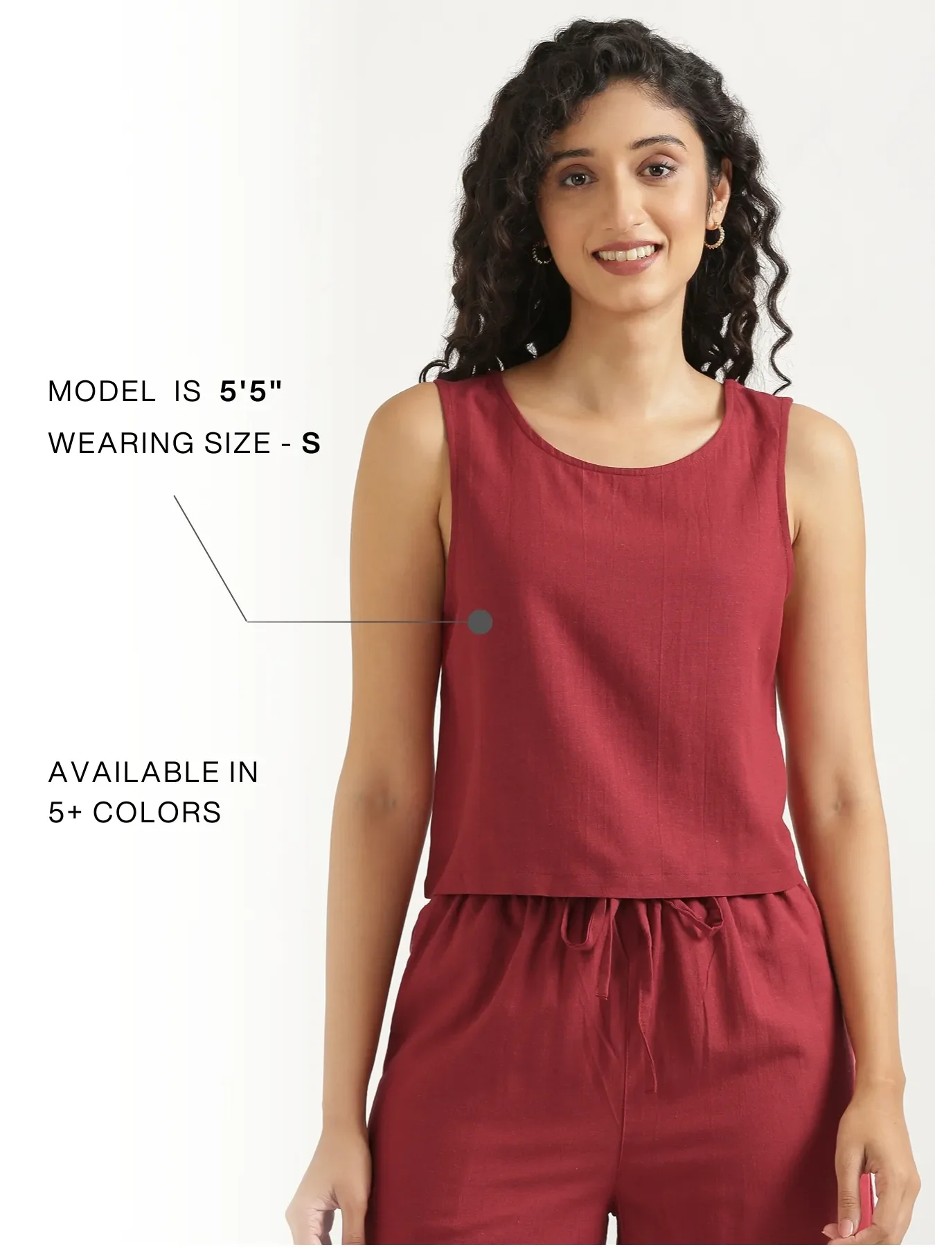 Women Maroon Flowy Linen Crop Top - Image 14