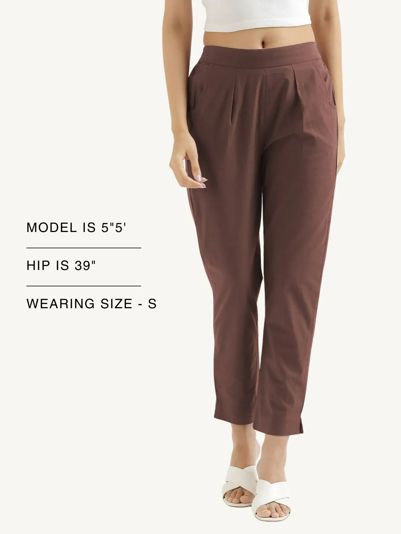 Women Mauve Brown Cotton Pant - Image 13