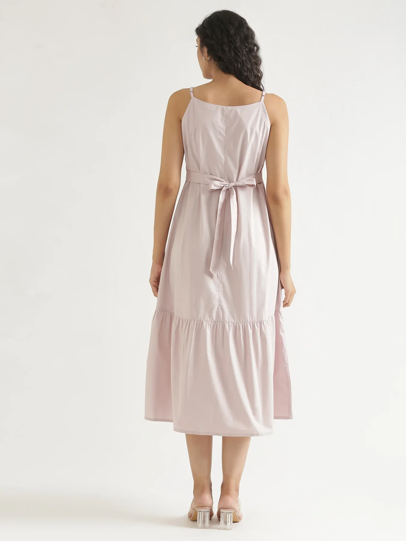 Women Mauve Pink Better Cotton Tier Dress - Image 10