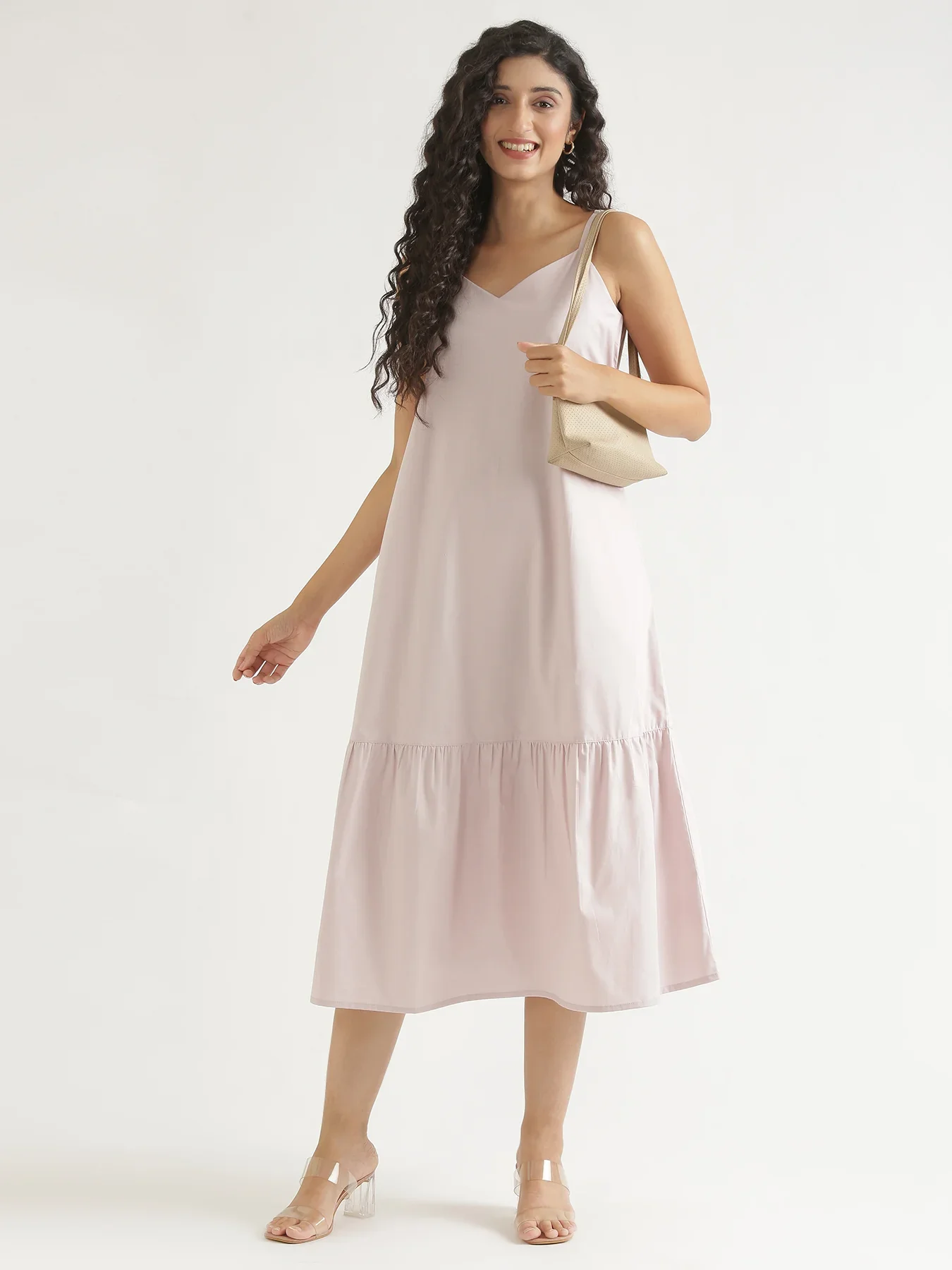 Women Mauve Pink Better Cotton Tier Dress - Image 11