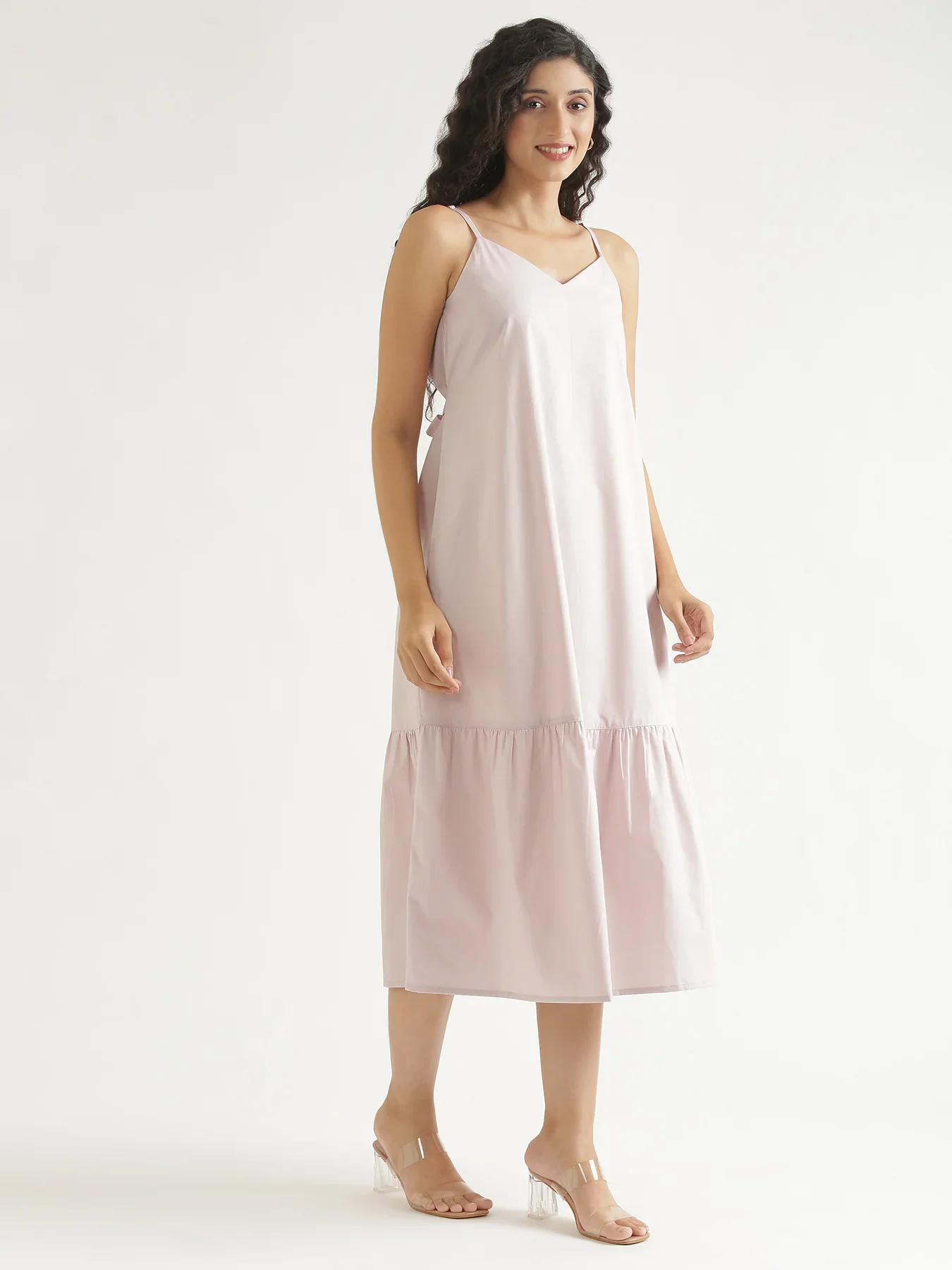 Women Mauve Pink Better Cotton Tier Dress - Image 12
