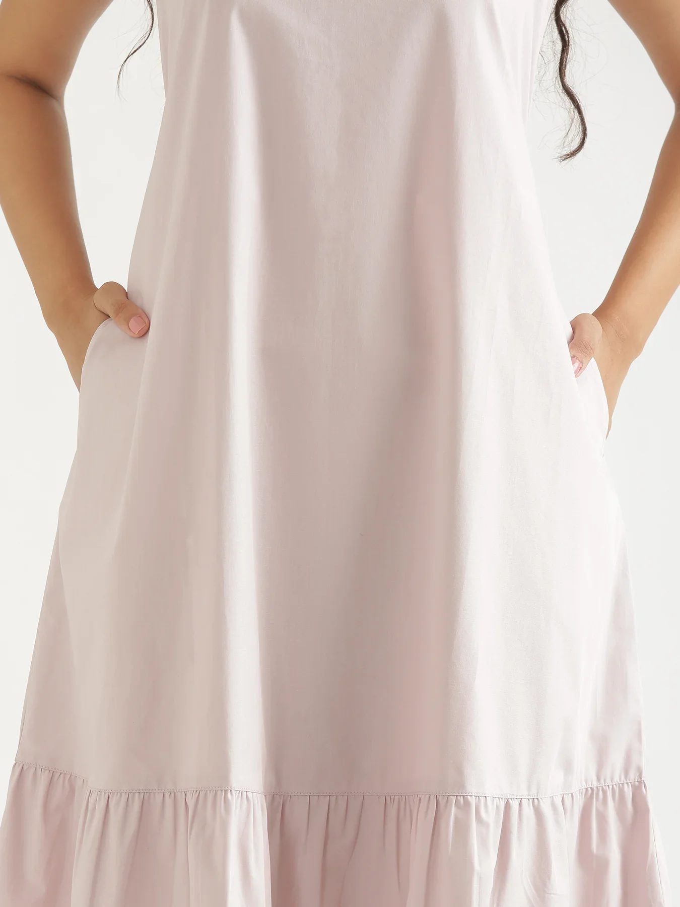 Women Mauve Pink Better Cotton Tier Dress - Image 9