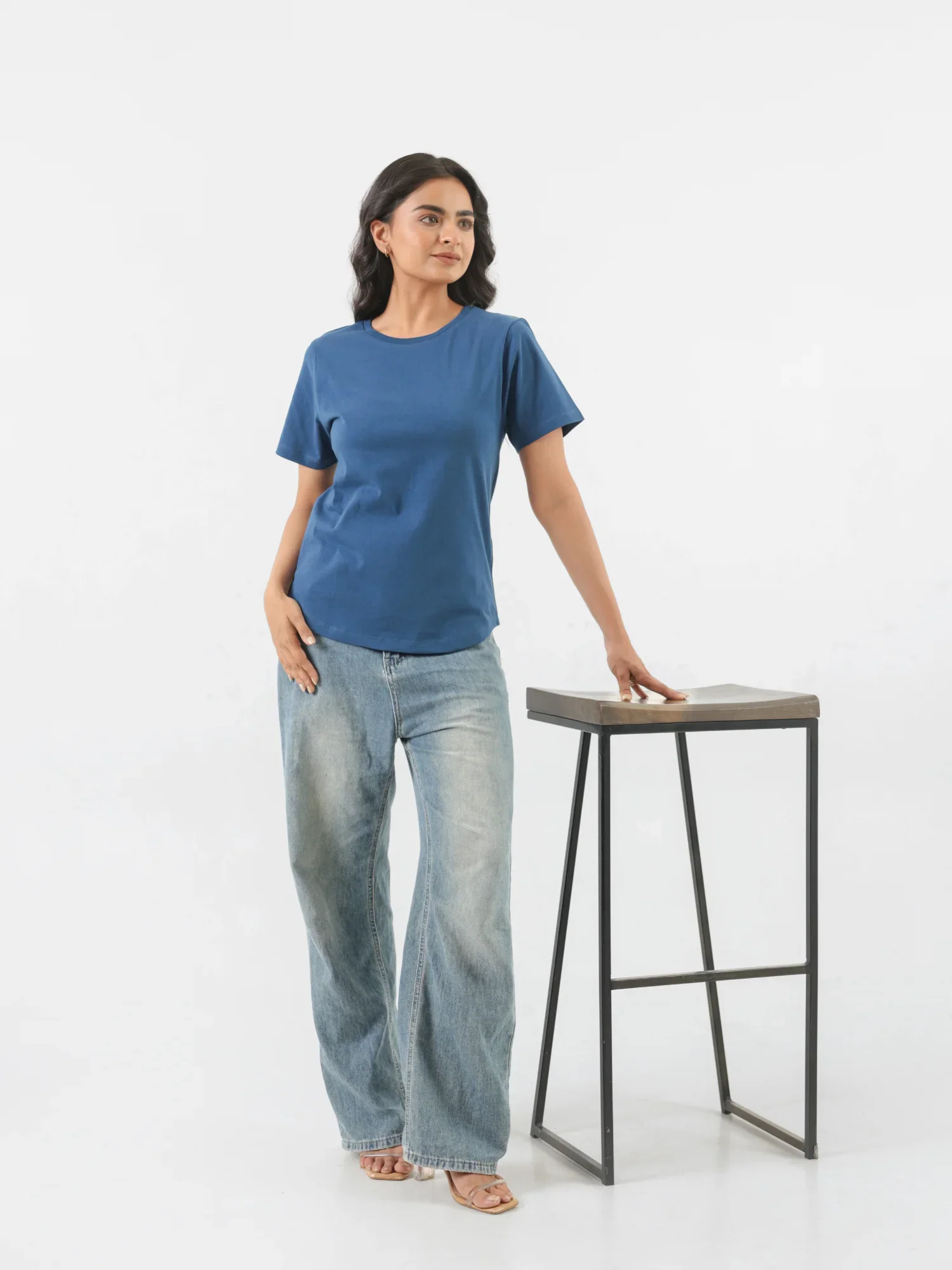 Women Midnight Blue Round Neck T-shirt - Image 10