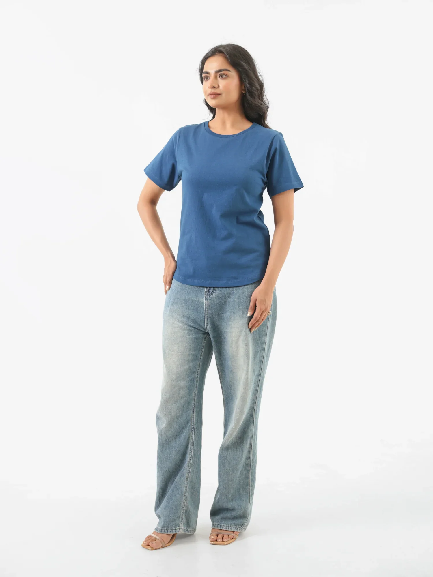 Women Midnight Blue Round Neck T-shirt - Image 6