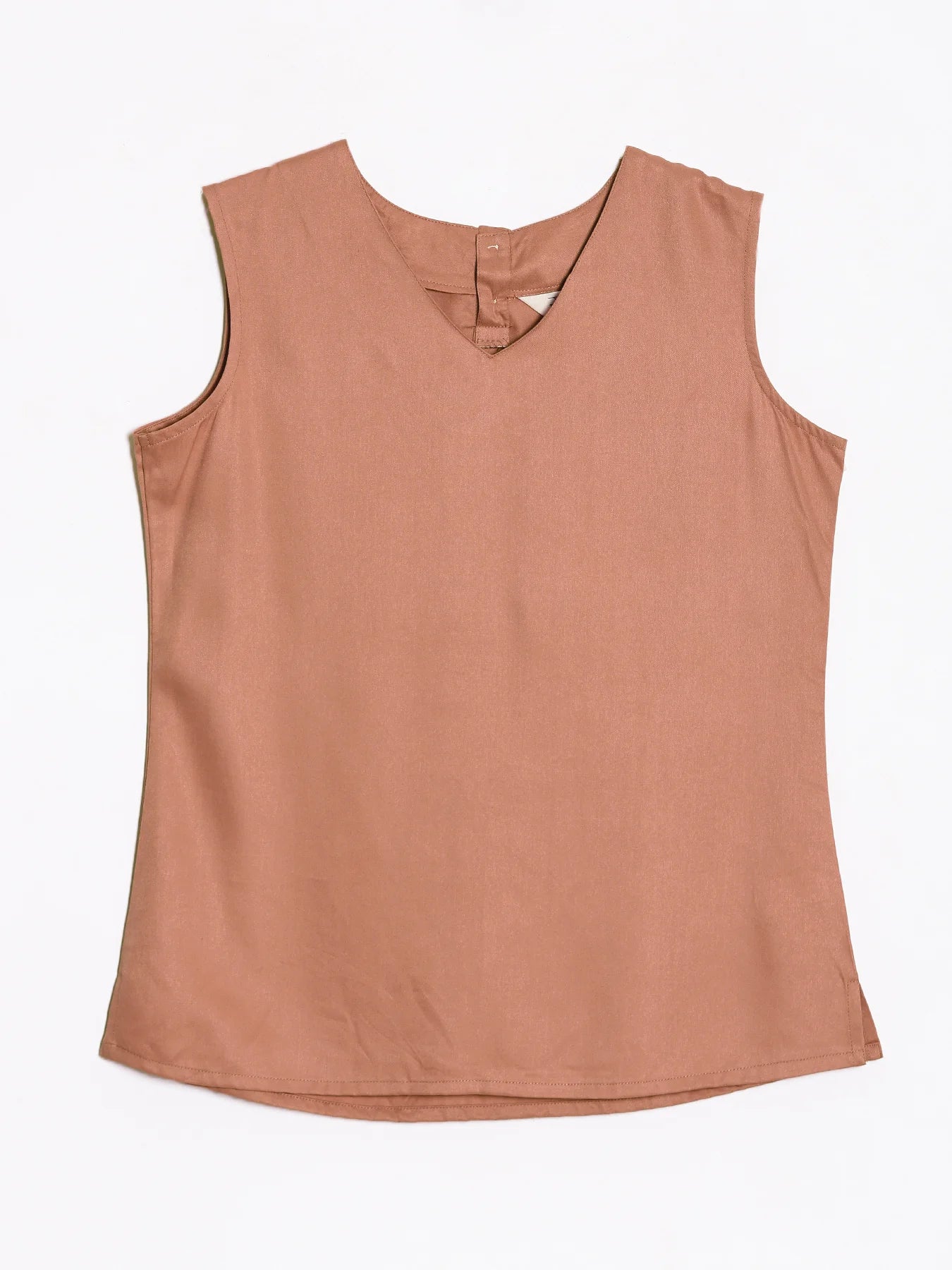 Women Mocha Mousse V-Neck Sleeveless Top - Image 11