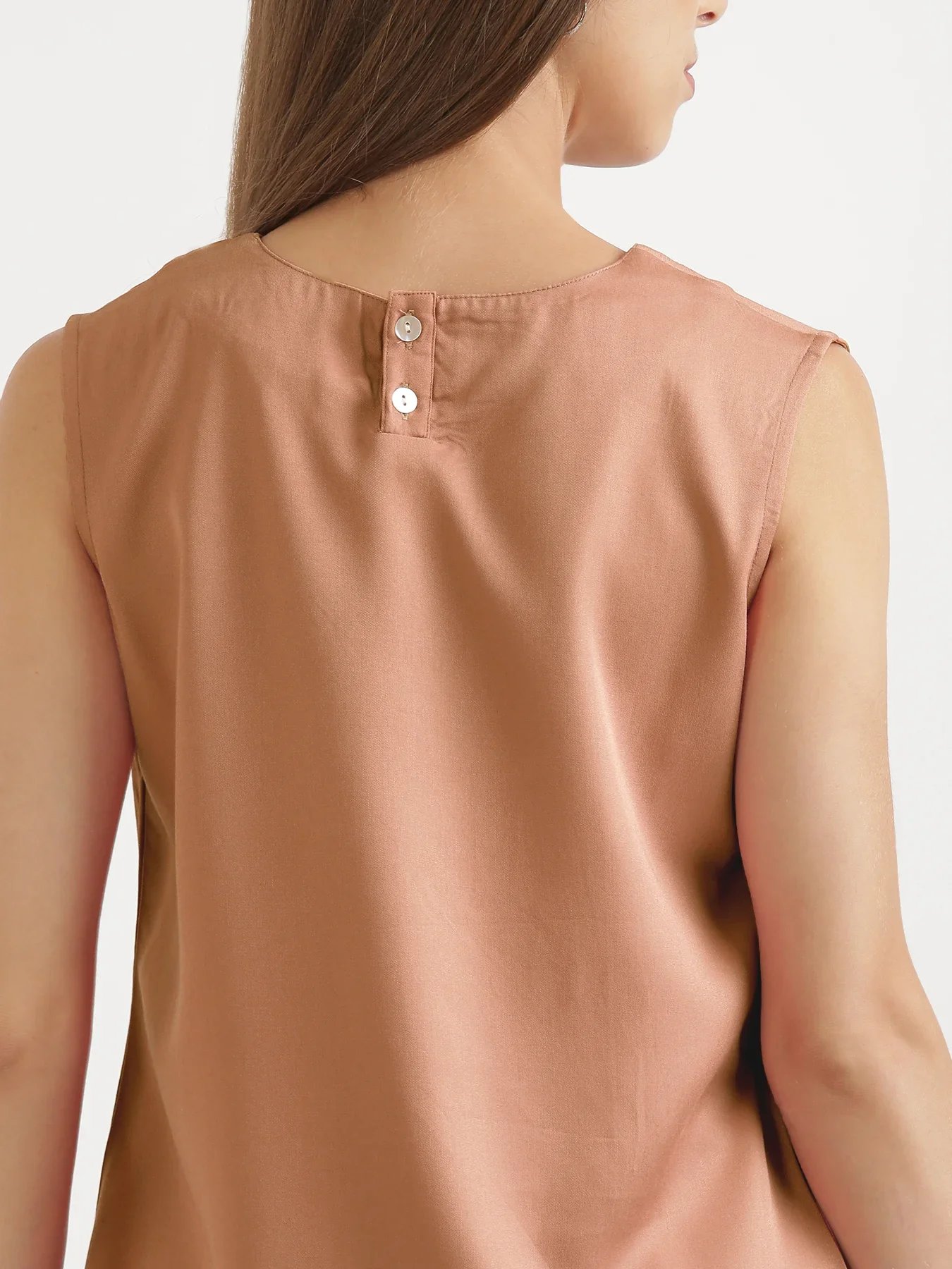 Women Mocha Mousse V-Neck Sleeveless Top - Image 8