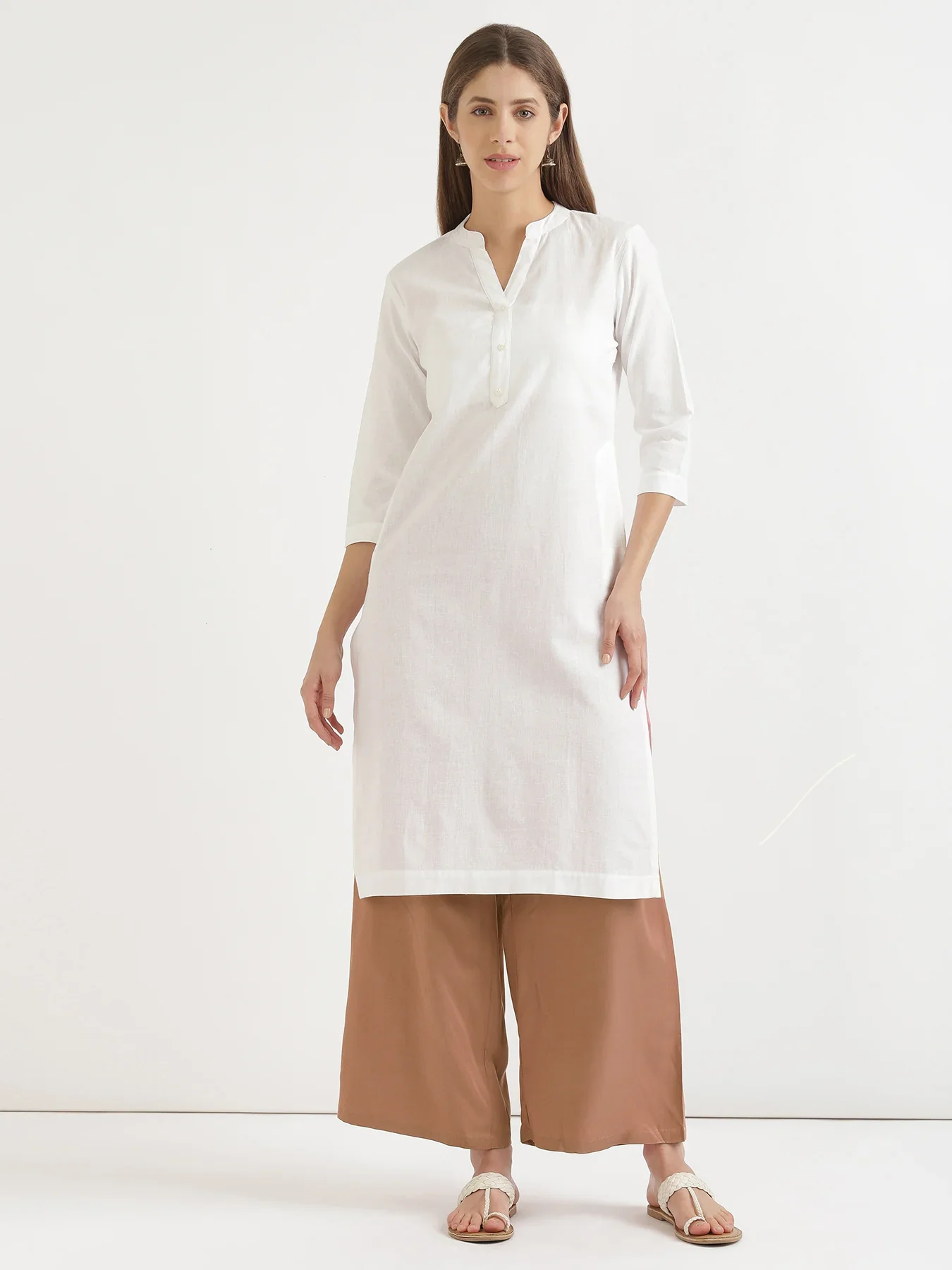 Women Mocha Mousse Viscose Palazzo Pant - Image 12