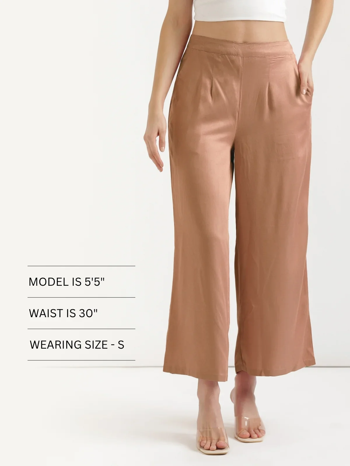 Women Mocha Mousse Viscose Palazzo Pant - Image 13