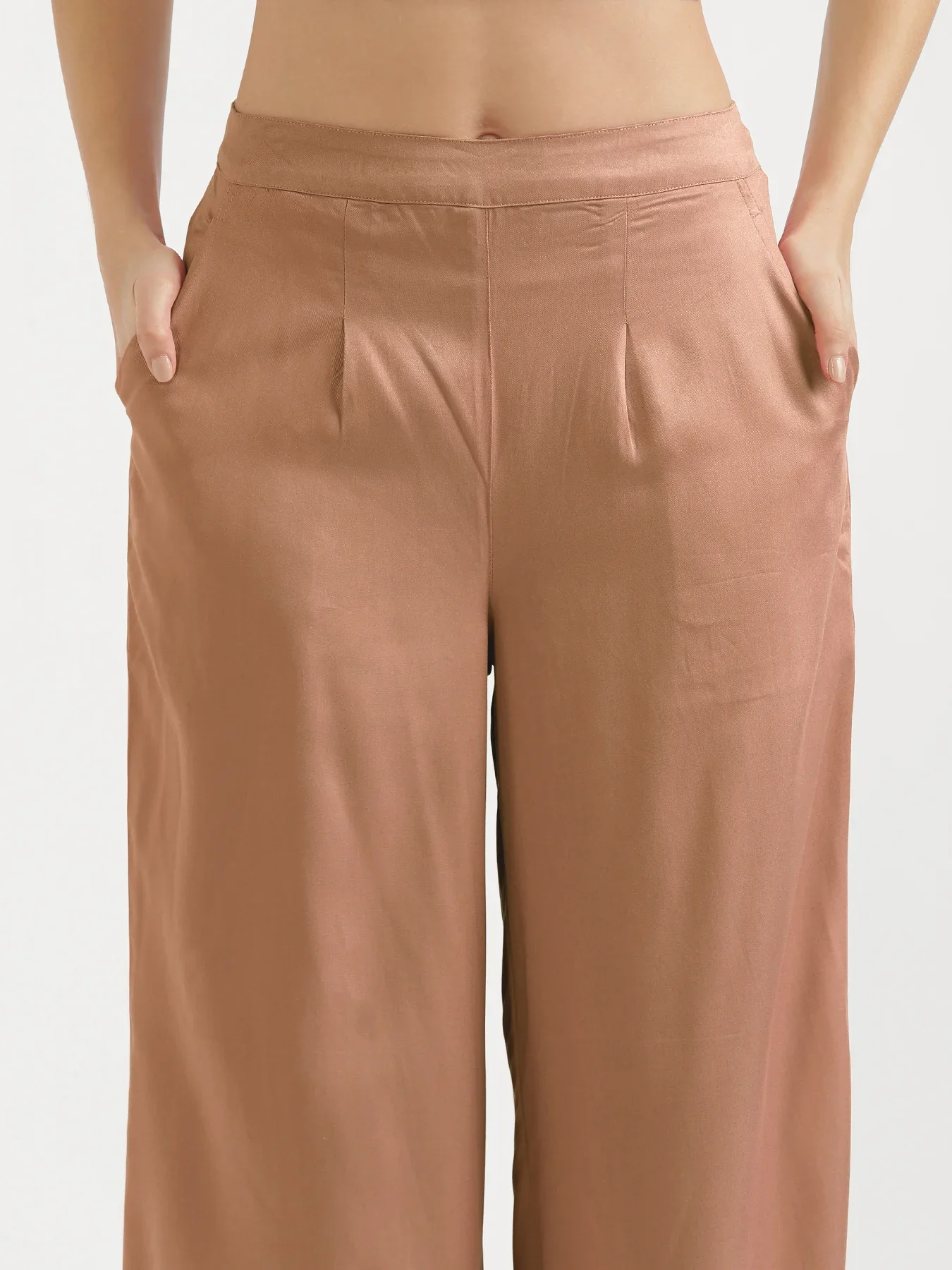 Women Mocha Mousse Viscose Palazzo Pant - Image 6
