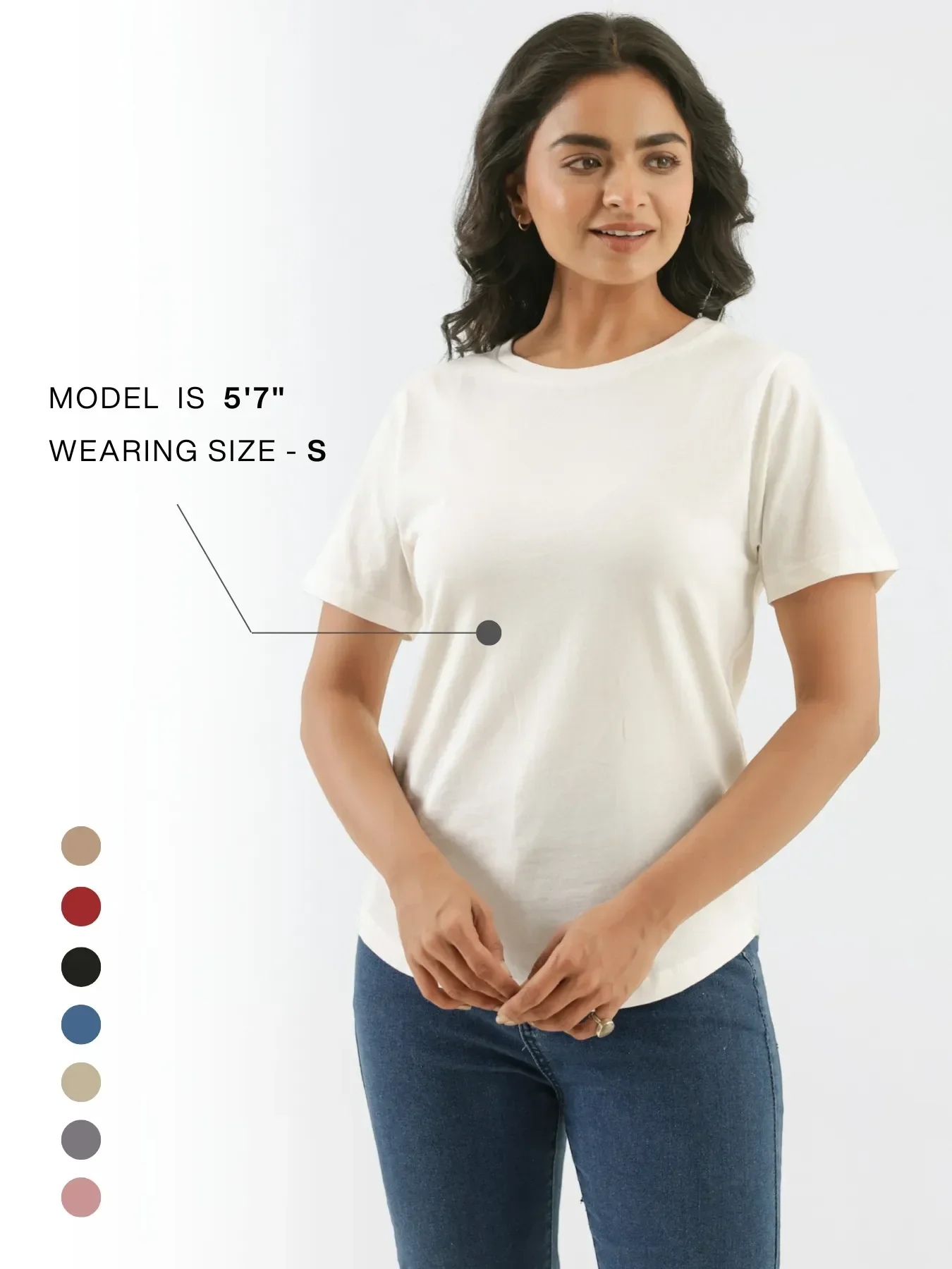 Women Off White Round Neck T-shirt - Image 10